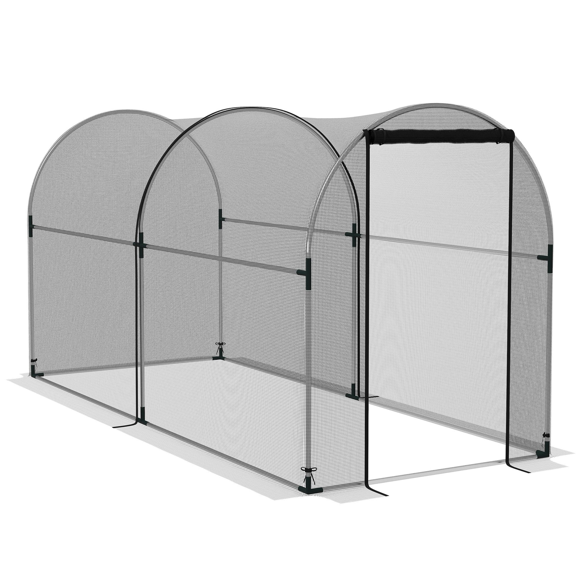 Outsunny Jaula de Cultivo Jaula de Protección con Soportes Puerta con Cremallera y Anti-UV para Proteger las Plantas en Jardín Terraza Patio 120x300x146 cm Negro