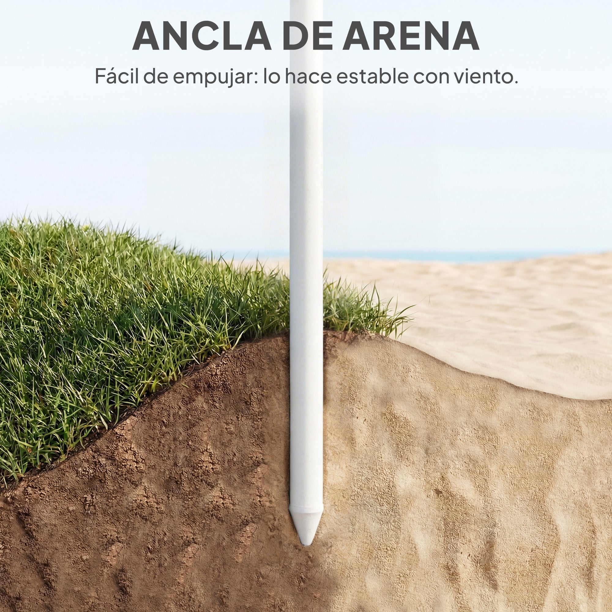 Outsunny Sombrilla de Playa con Flecos Ø180 cm, Sombrilla de Terraza Exterior con Altura Ajustable, Inclinación, Anclaje Arena y Bolsa de Transporte, UPF30+, Estampado de Hojas, Verde