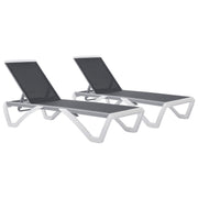 Outsunny Conjunto de 2 Tumbonas Reclinables de Aluminio Tumbonas de Jardín con Respaldo Ajustable en 5 Niveles y 2 Ruedas para Terraza Balcón Piscina 170x67,5x95 cm Gris y Blanco