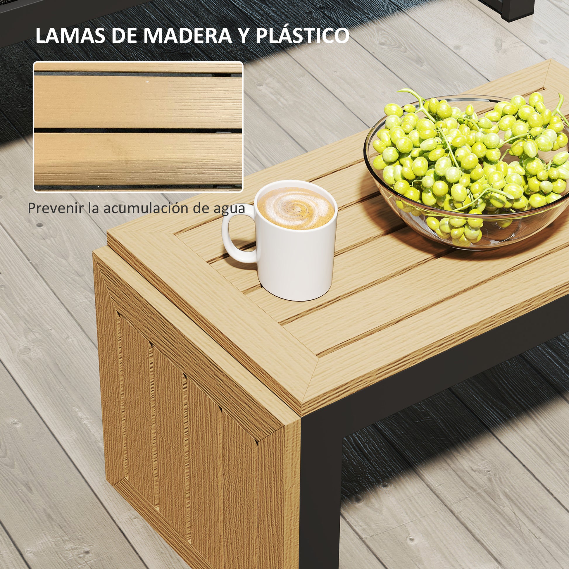 Outsunny Conjunto de Jardín Exterior de 3 Piezas, Sofá Exterior Seccional Resistente con 2 Sofás de 2 Plazas y Mesa de Centro Versátil, Estructura de Aluminio y Cojines, Gris Claro