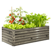 Outsunny Jardinera Exterior Grande Rectangular de Acero Galvanizado, Huerto Urbano para Cultivar Plantas, Macetero Grande Exterior con Base Abierta, Resistente a la Intemperie, 180x90x57,5 cm, Natural