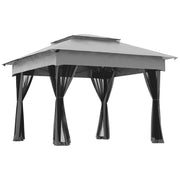Outsunny Carpa Plegable Gazebo 3,3x3,3 m Cenador Plegable con 4 Paredes Laterales de Malla Anti-UV y Bolsa de Transporte para Camping Fiestas Gris Claro