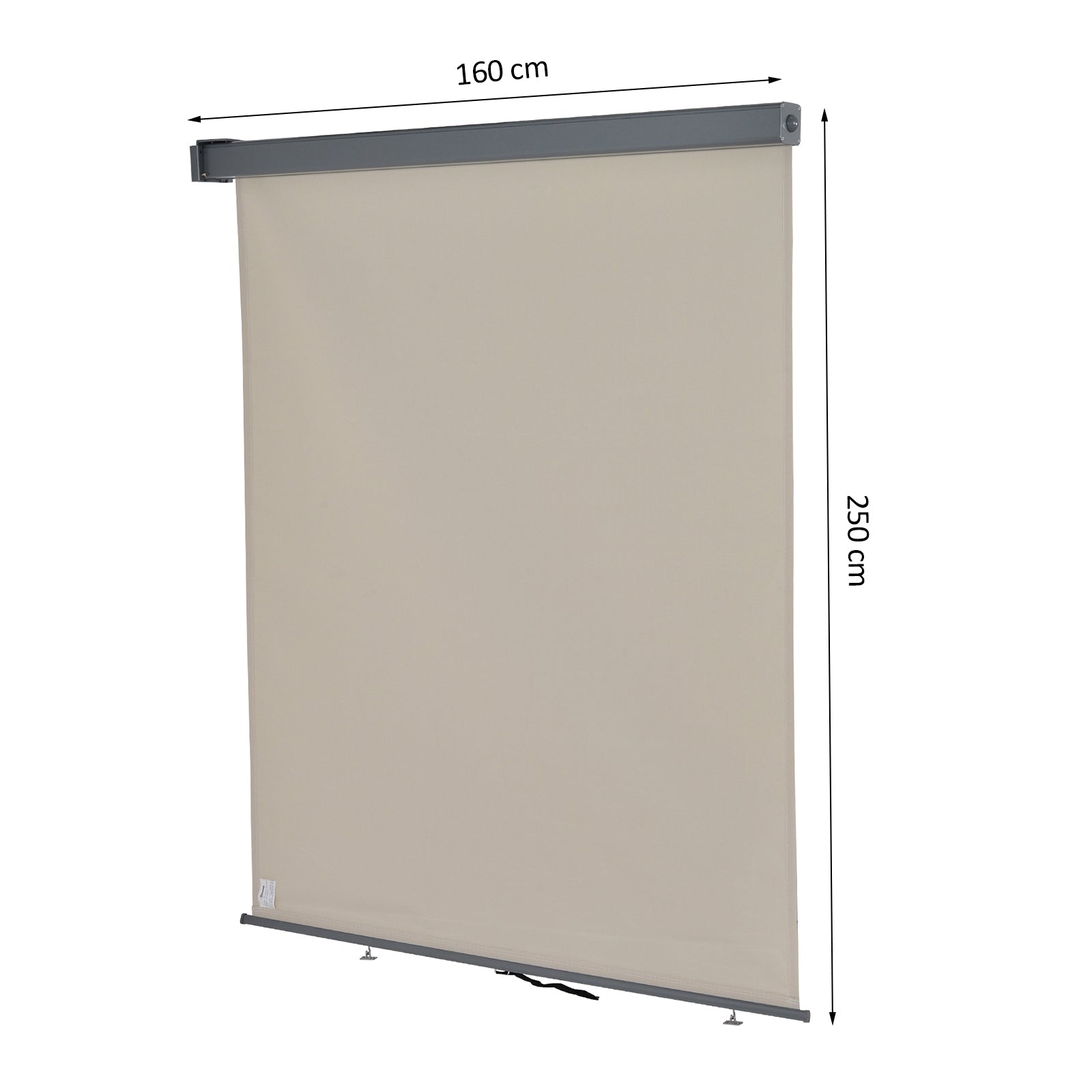 Toldo para Balcón Doble Posición Colocación en Techo o Pared Función Vertical y Horizontal con Tirador para Sombra y Privacidad 160x250 cm Beige