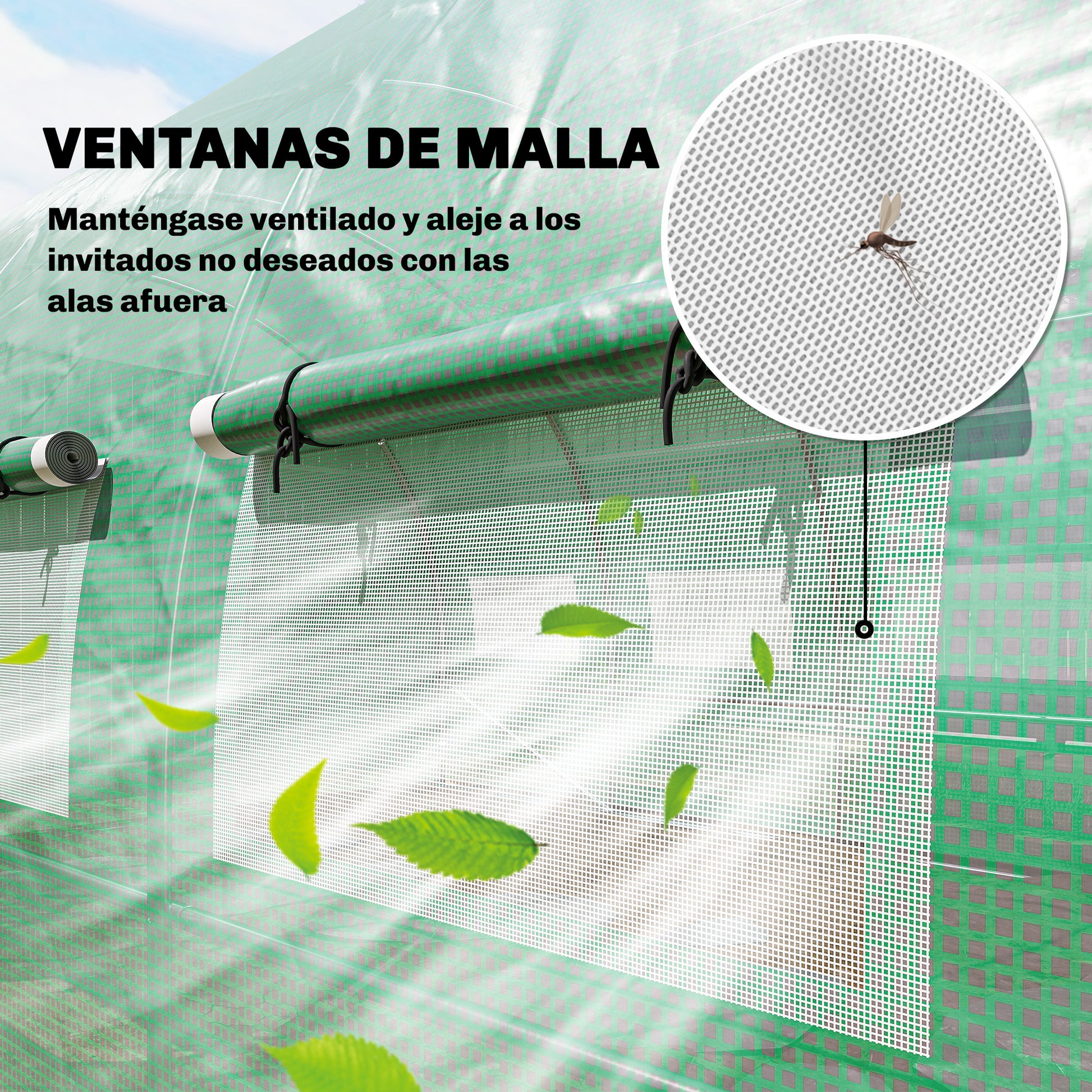 Outsunny Invernadero de Exterior 6x3x2 m, Invernadero de Túnel con Puerta con Bisagras, Ventanas de Malla, Cubierta PE 140g/m² y Marco de Acero Galvanizado, Anti-UV, Impermeable, para Cultivos, Verde