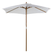 Outsunny Sombrilla de Jardín Ø250x230 cm Parasol de Terraza con 6 Varillas Poste Desmontable Anti-UV Impermeable y Marco de Madera para Playa Patio Blanco
