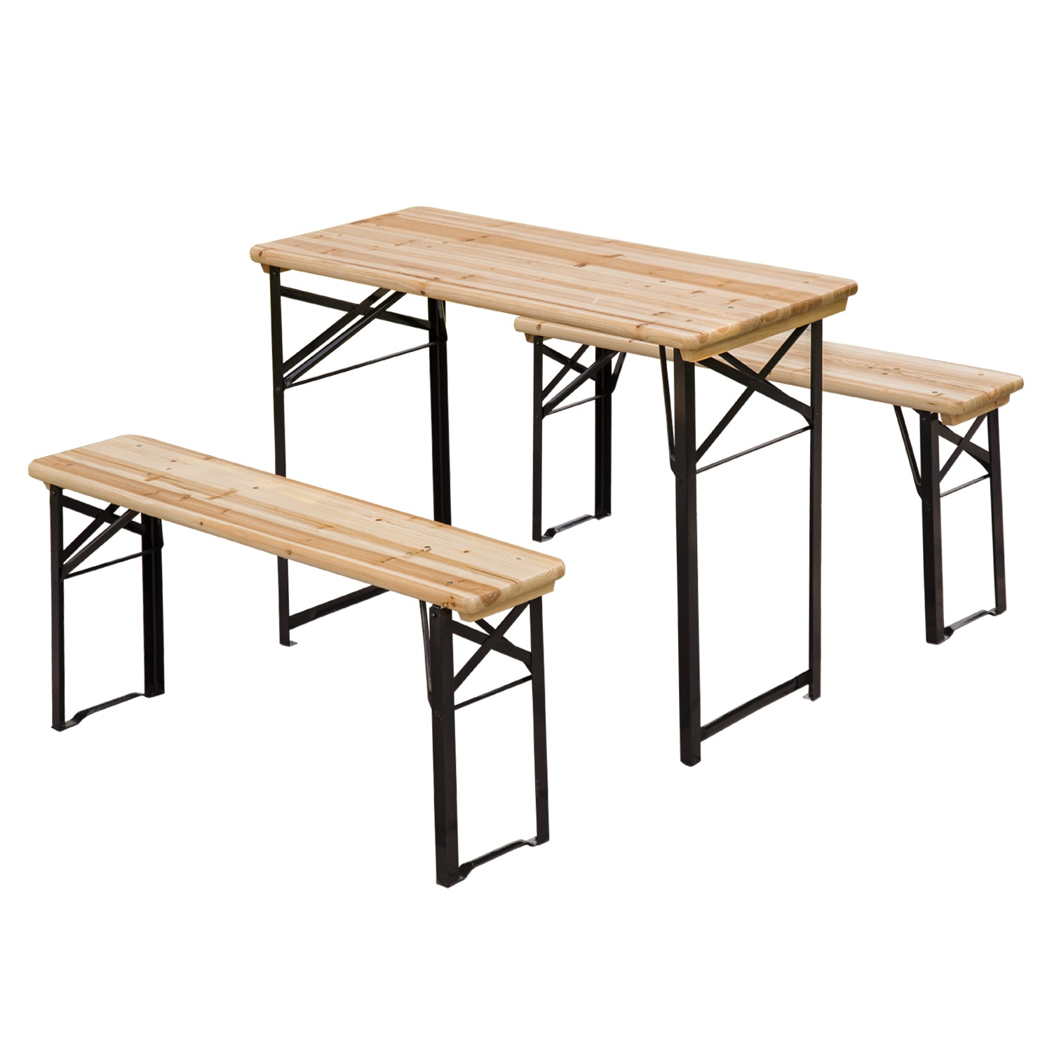 Outsunny Conjunto de Mesa y Bancos Set de Muebles Plegables para Picnic Mesa Cervecera Amplia de 120x50x76cm