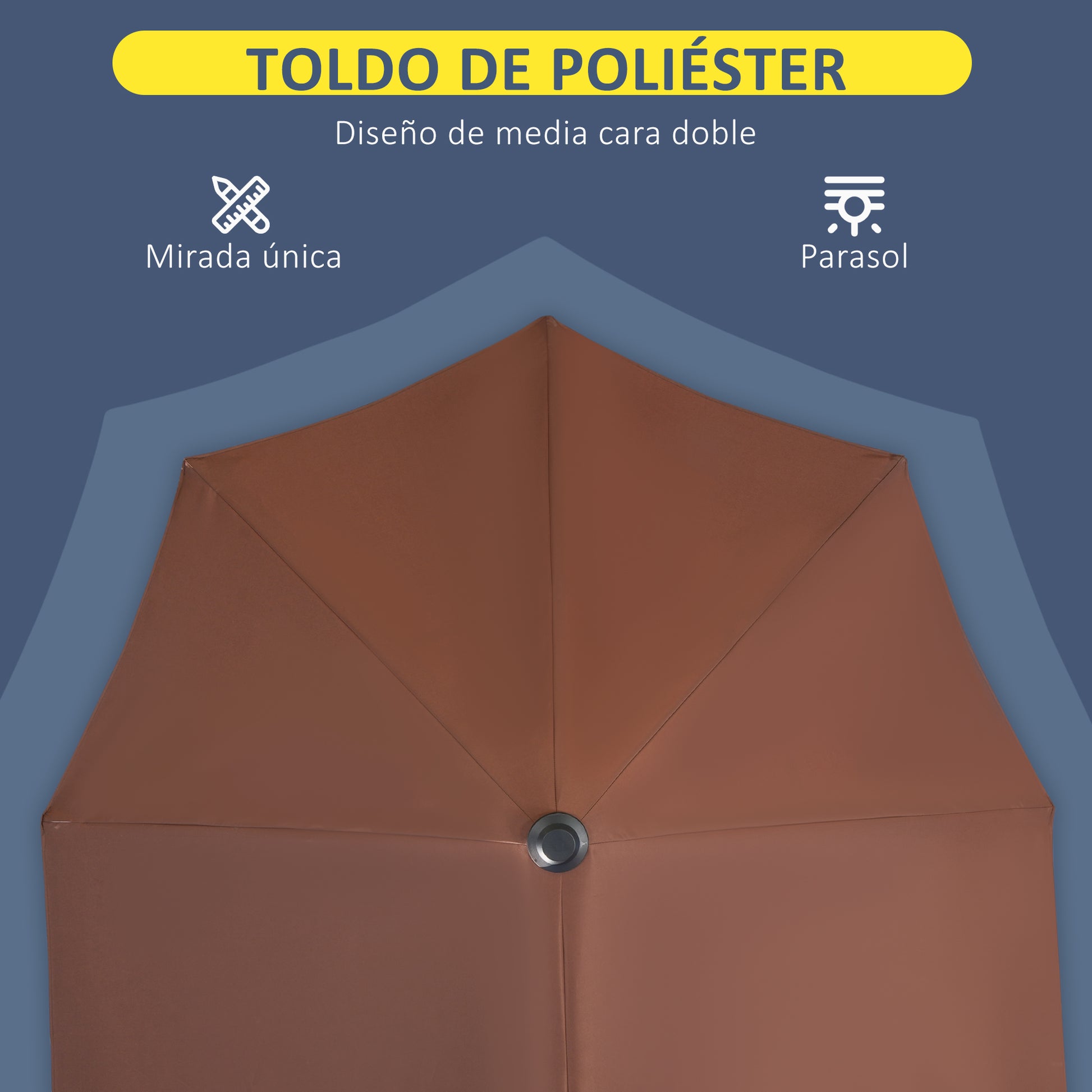 Outsunny Sombrilla de Pared de Jardín 200x190x240 cm Parasol de Terraza con Manivela Poste de Acero y Base Cruzada Anti-UV para Terraza Balcón Café