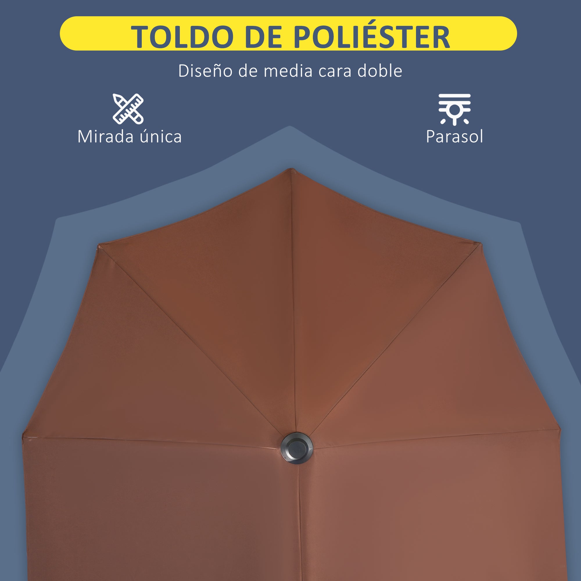 Outsunny Sombrilla de Pared de Jardín 200x190x240 cm Parasol de Terraza con Manivela Poste de Acero y Base Cruzada Anti-UV para Terraza Balcón Café