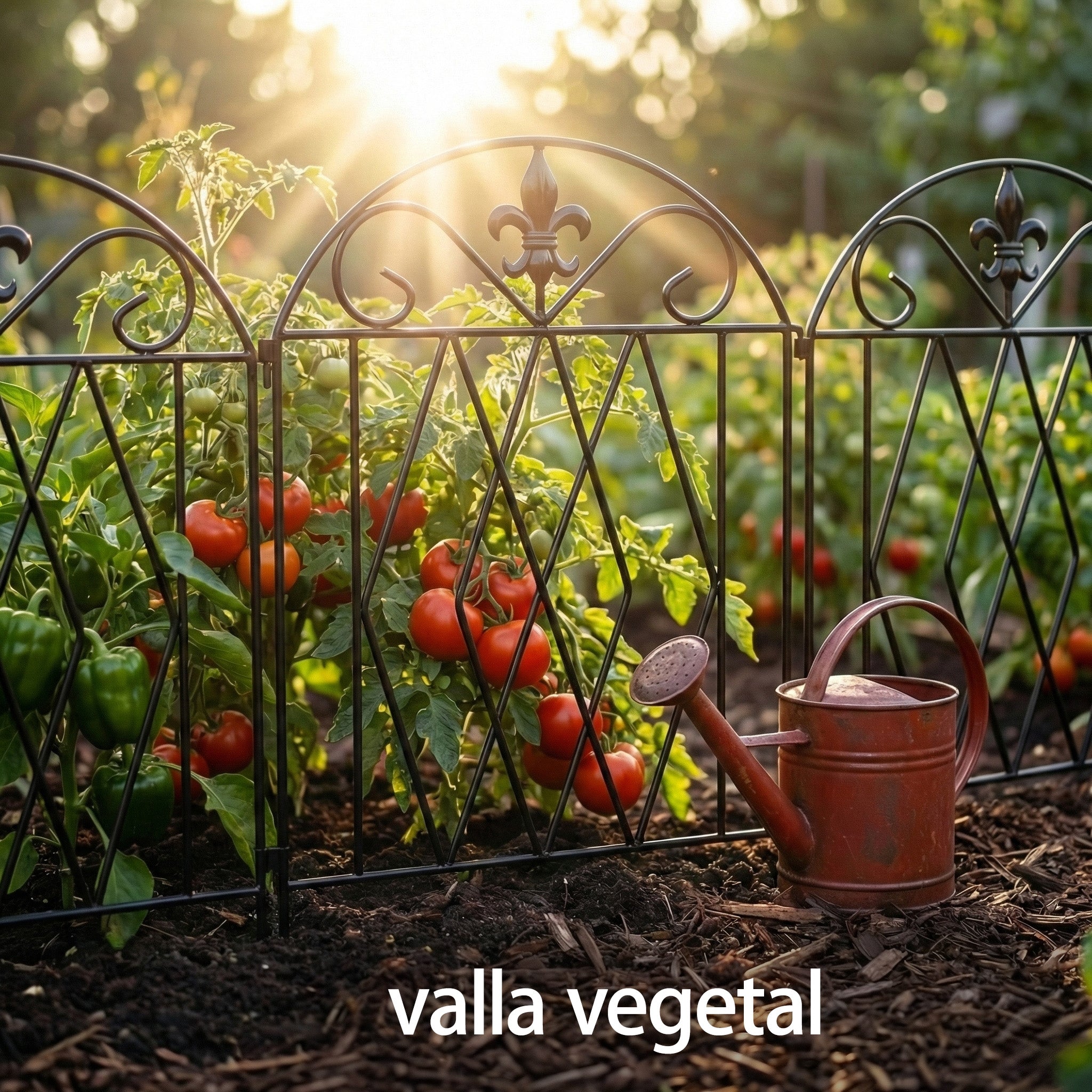 Outsunny Set de 4 Vallas de Jardín de Metal, 125x56 cm, Vallas de Jardín Exterior Decorativas con Diseño Arqueado, Resistente y Fácil de Instalar, para Huerto, Patio, Terraza, Césped, Negro