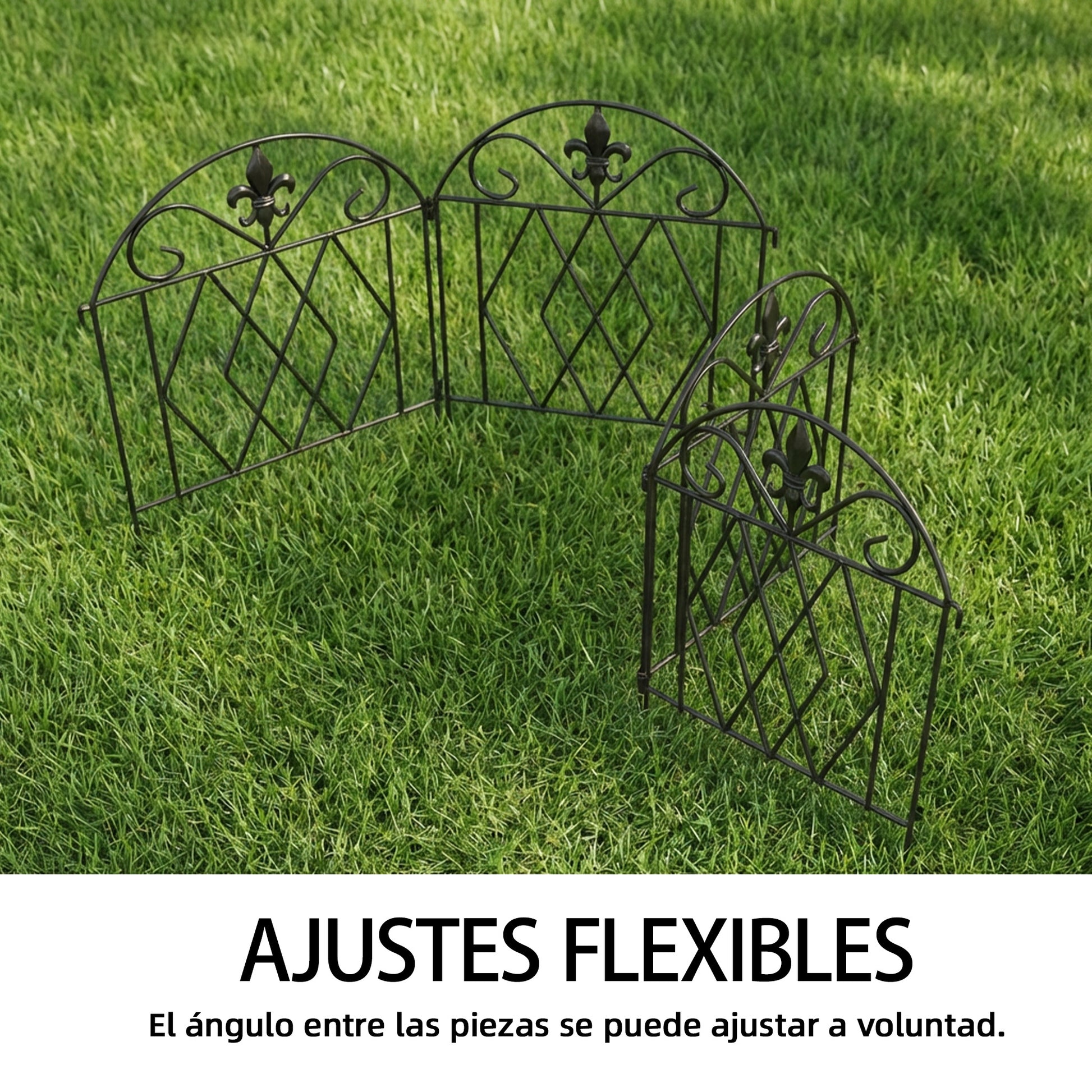Outsunny Set de 4 Vallas de Jardín de Metal, 125x56 cm, Vallas de Jardín Exterior Decorativas con Diseño Arqueado, Resistente y Fácil de Instalar, para Huerto, Patio, Terraza, Césped, Negro