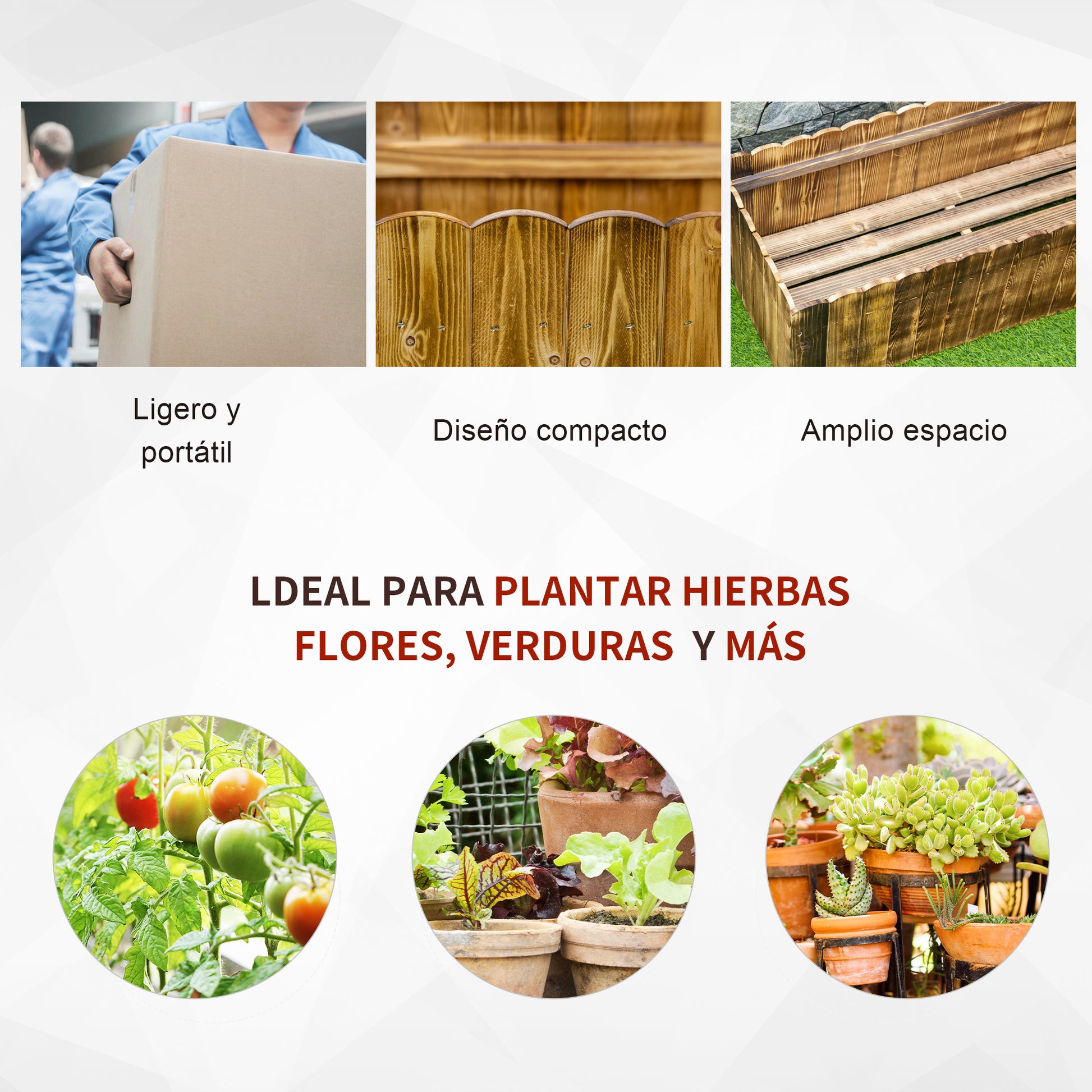 Outsunny Jardinera Exterior Grande de Madera, Huerto Urbano Elevado con Fondo Abierto para Cultivar Plantas, Flores, Hierba, Macetero Exterior Rectangular para Jardín Terraza 120x40x40 cm, Carbonizada