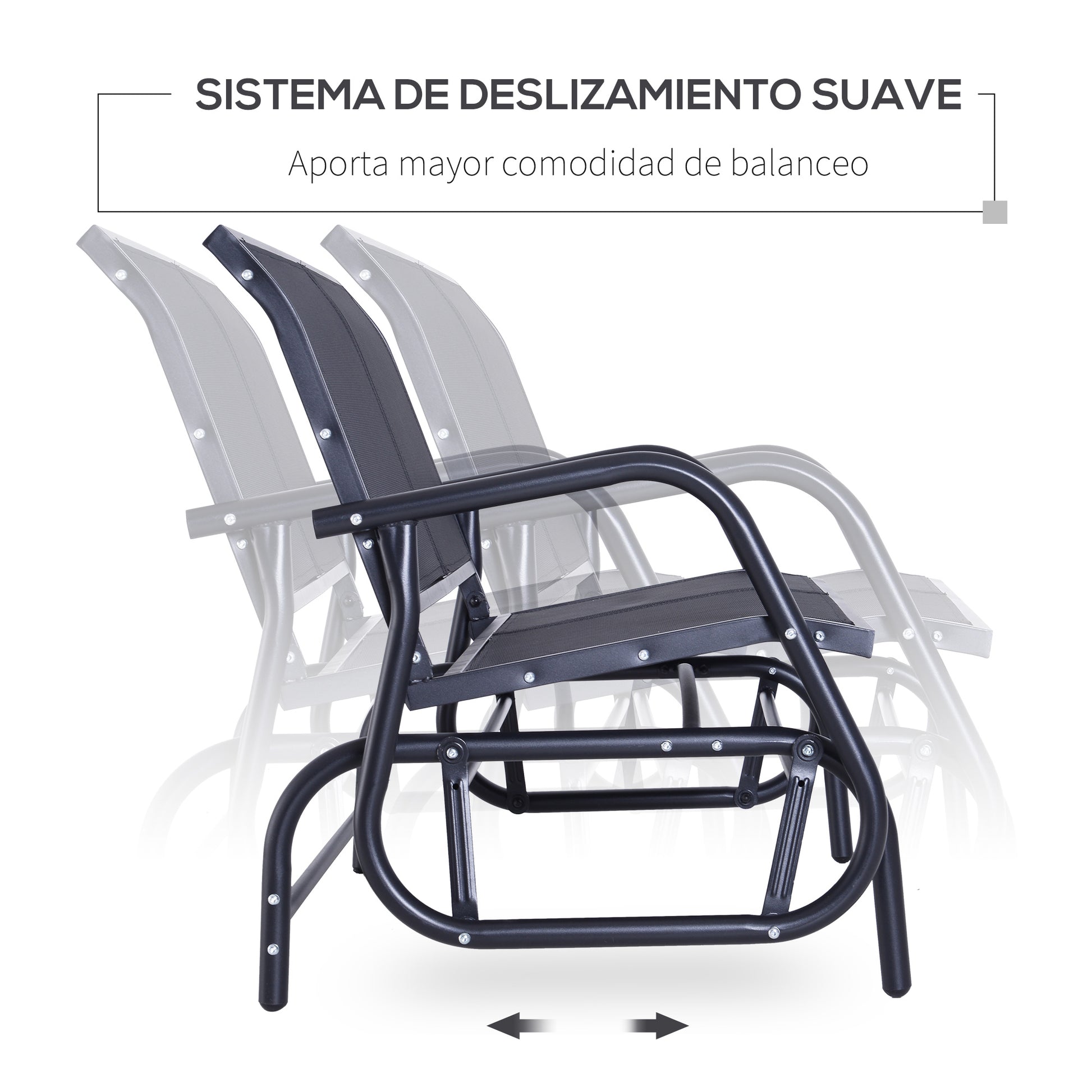 Outsunny Banco Balancín tipo Silla Oscilante de Jardín o Patio con 2 Plazas 120x70x85 cm Metal y Tela Texteline