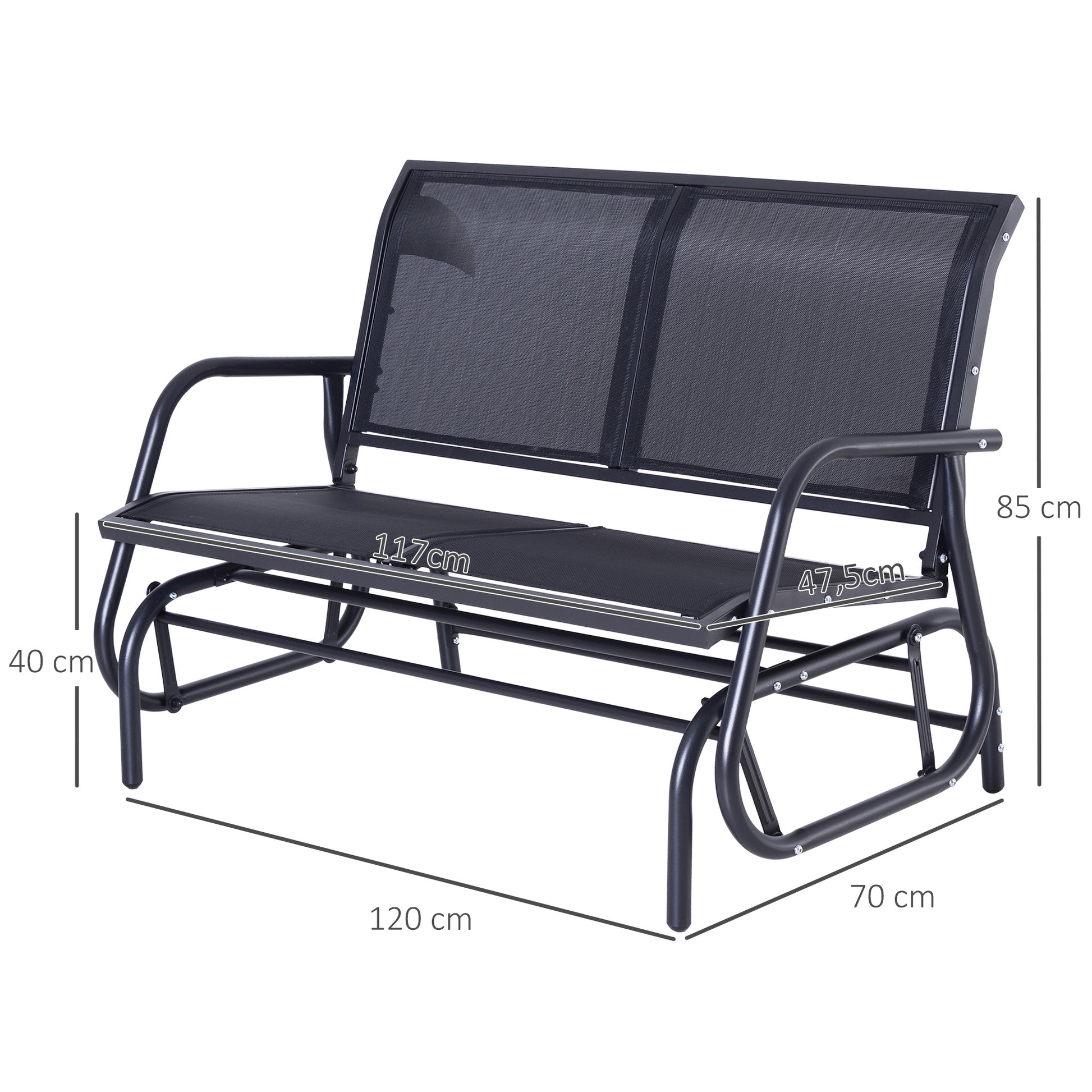 Outsunny Banco Balancín tipo Silla Oscilante de Jardín o Patio con 2 Plazas 120x70x85 cm Metal y Tela Texteline
