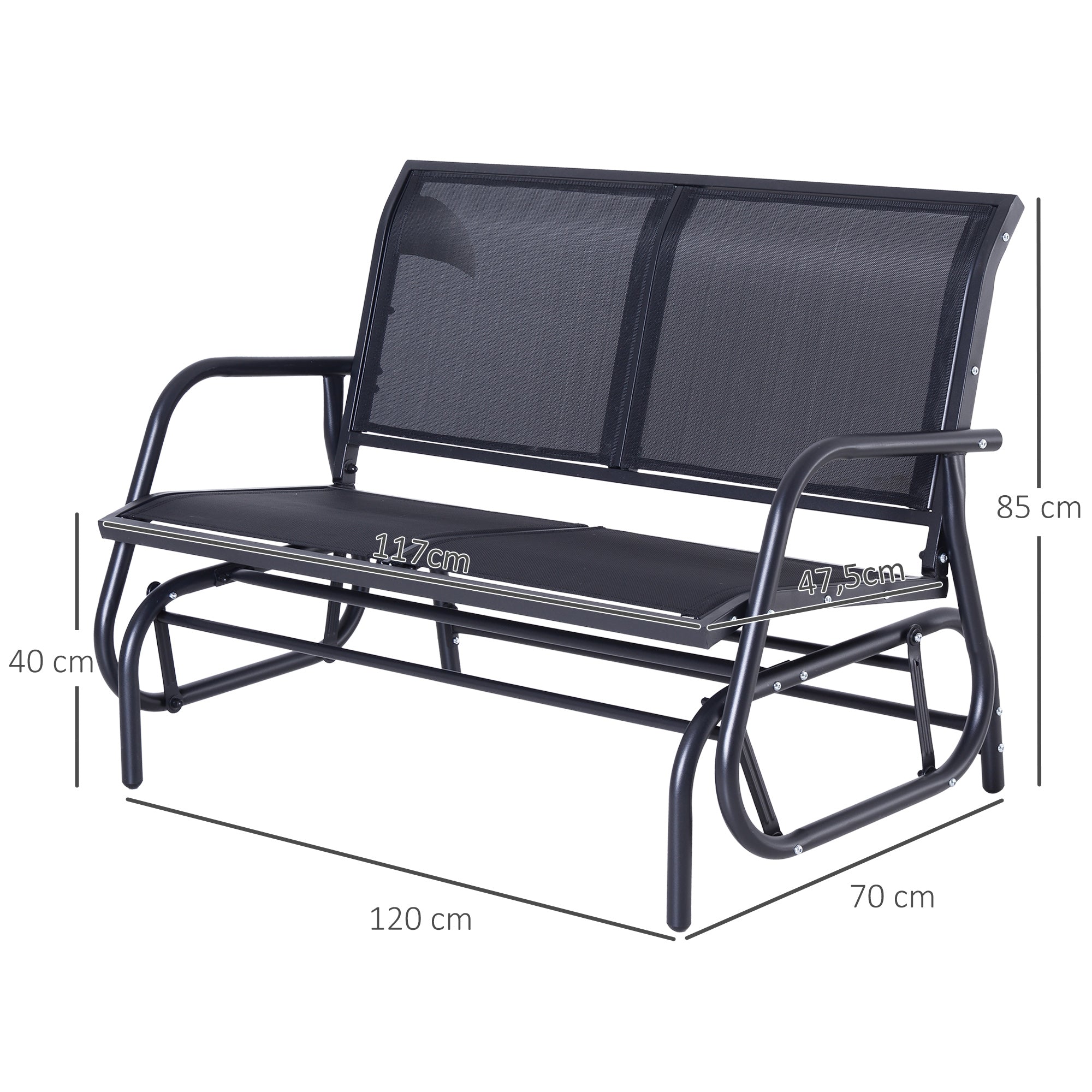 Outsunny Banco Balancín tipo Silla Oscilante de Jardín o Patio con 2 Plazas 120x70x85 cm Metal y Tela Texteline