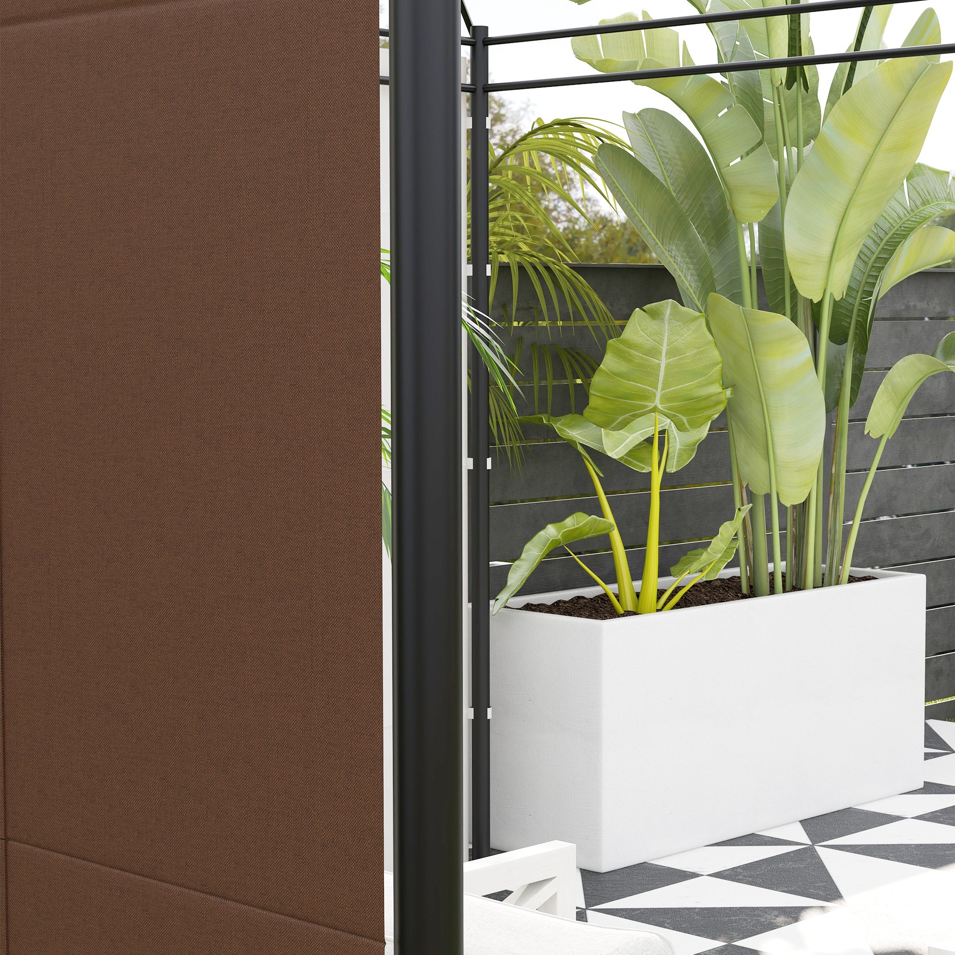 Outsunny Paredes Laterales para Carpa de 4 Paneles 295x195 cm Paredes Laterales de Repuesto de Tela Oxford con Ventana para Carpas de 6x3 m 3x3 m Marrón