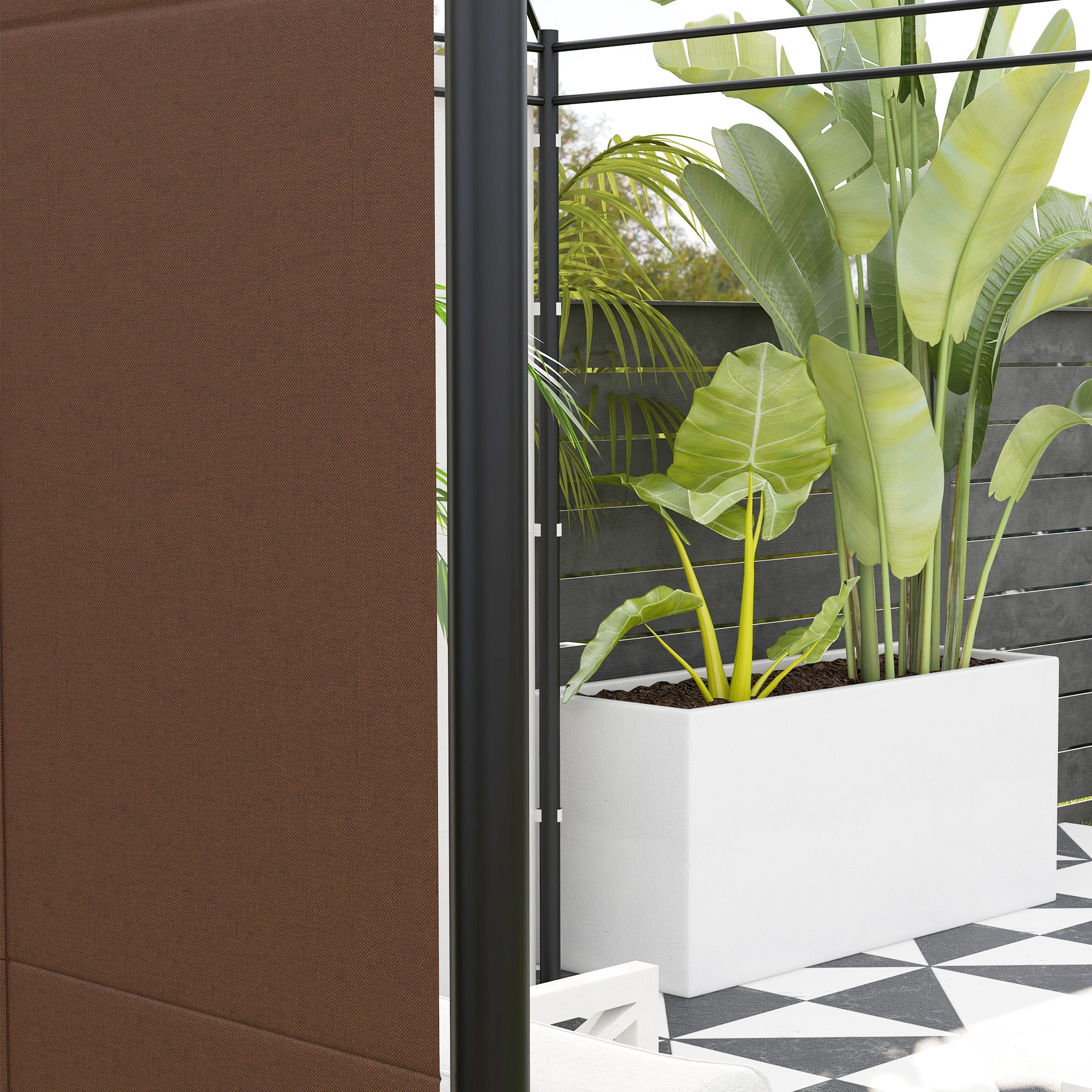 Outsunny Paredes Laterales para Carpa de 4 Paneles 295x195 cm Paredes Laterales de Repuesto de Tela Oxford con Ventana para Carpas de 6x3 m 3x3 m Marrón