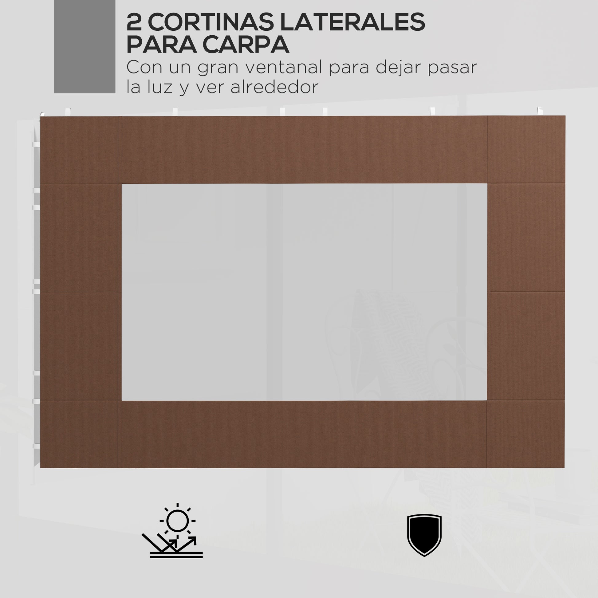 Outsunny Paredes Laterales para Carpa de 4 Paneles 295x195 cm Paredes Laterales de Repuesto de Tela Oxford con Ventana para Carpas de 6x3 m 3x3 m Marrón