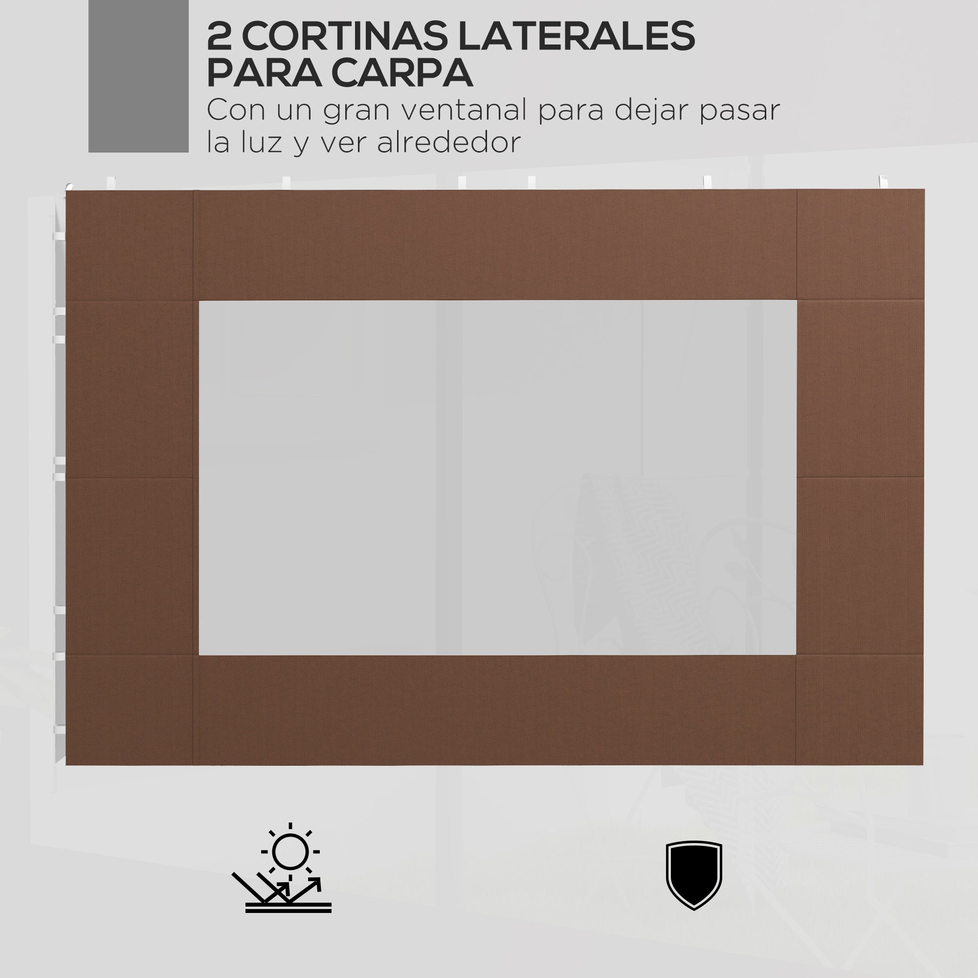 Outsunny Paredes Laterales para Carpa de 4 Paneles 295x195 cm Paredes Laterales de Repuesto de Tela Oxford con Ventana para Carpas de 6x3 m 3x3 m Marrón
