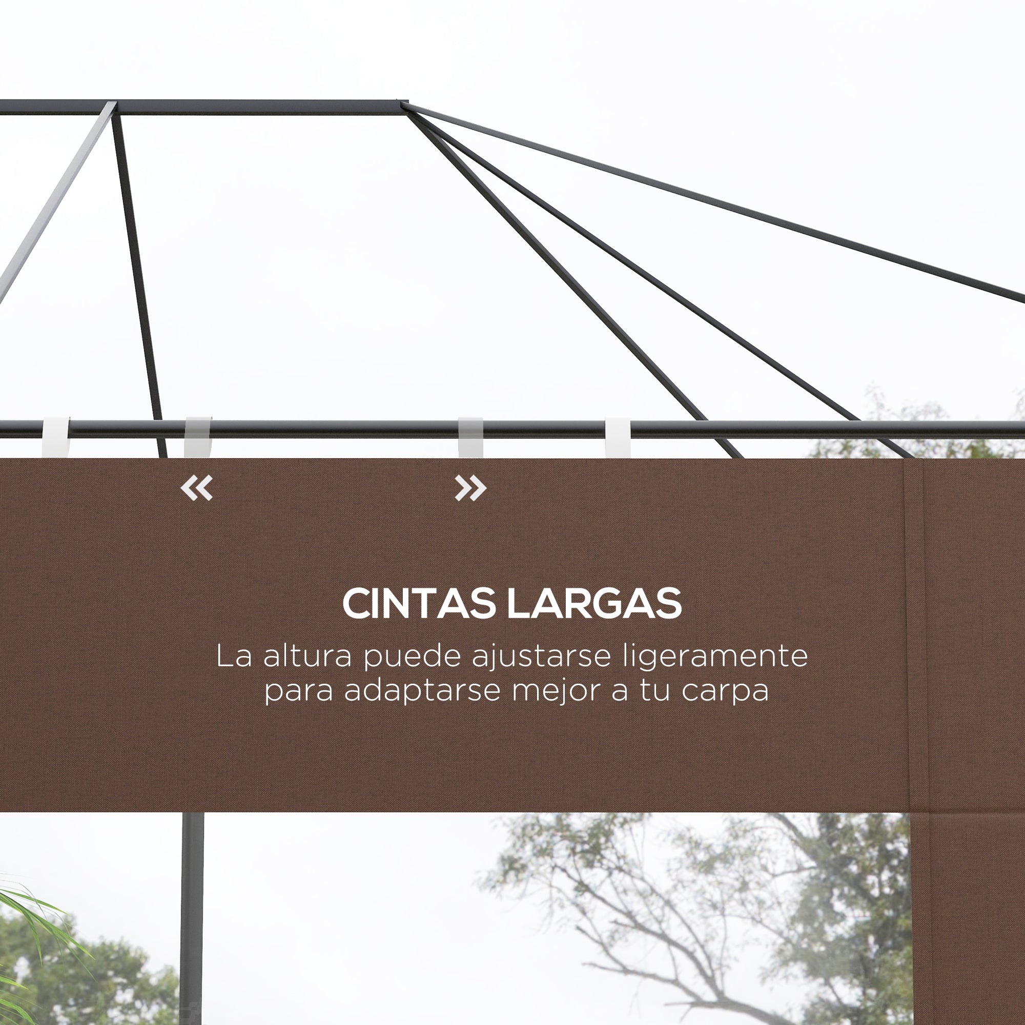 Outsunny Paredes Laterales para Carpa de 4 Paneles 295x195 cm Paredes Laterales de Repuesto de Tela Oxford con Ventana para Carpas de 6x3 m 3x3 m Marrón