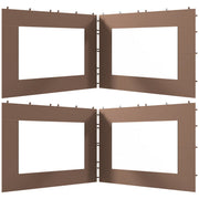 Outsunny Paredes Laterales para Carpa de 4 Paneles 295x195 cm Paredes Laterales de Repuesto de Tela Oxford con Ventana para Carpas de 6x3 m 3x3 m Marrón