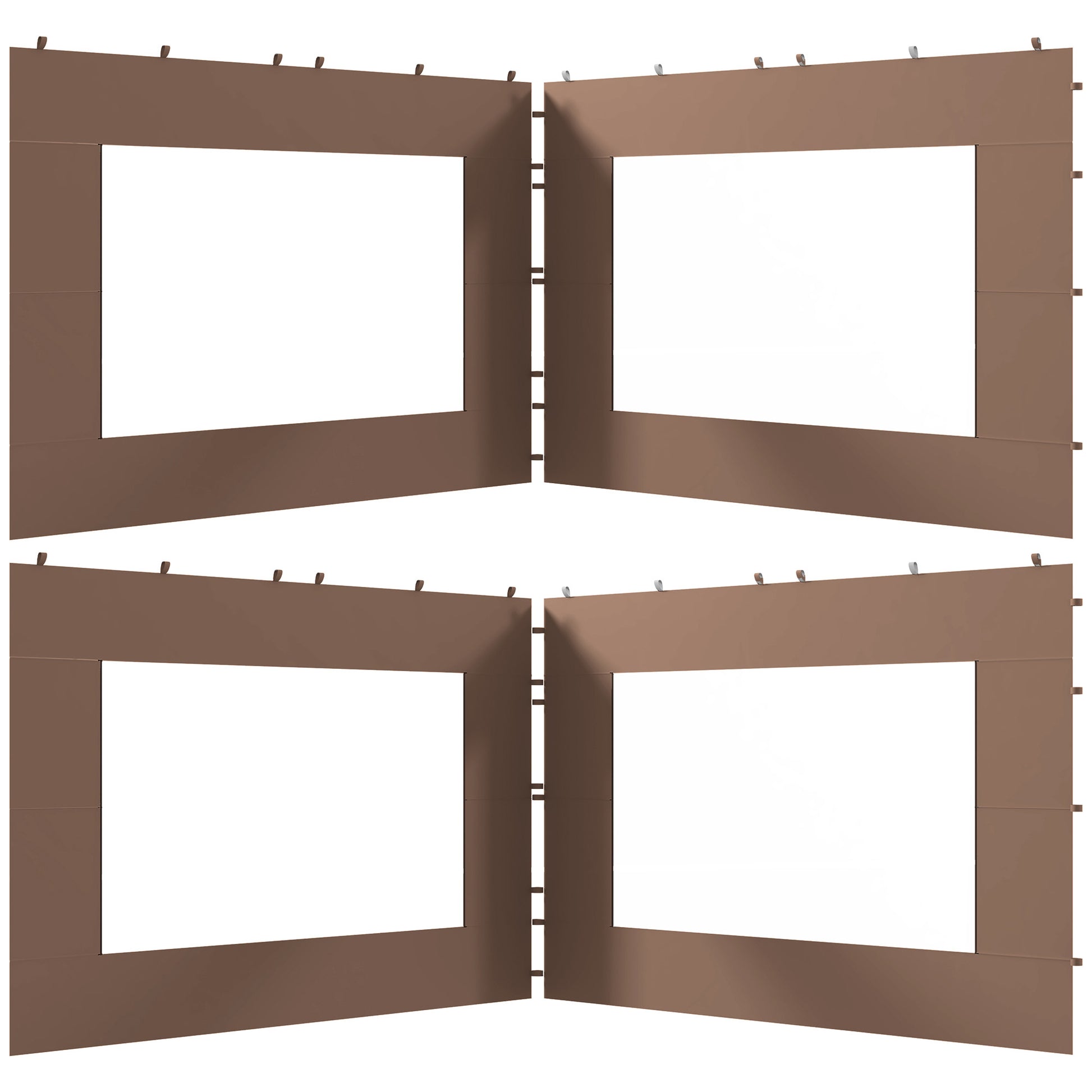 Outsunny Paredes Laterales para Carpa de 4 Paneles 295x195 cm Paredes Laterales de Repuesto de Tela Oxford con Ventana para Carpas de 6x3 m 3x3 m Marrón