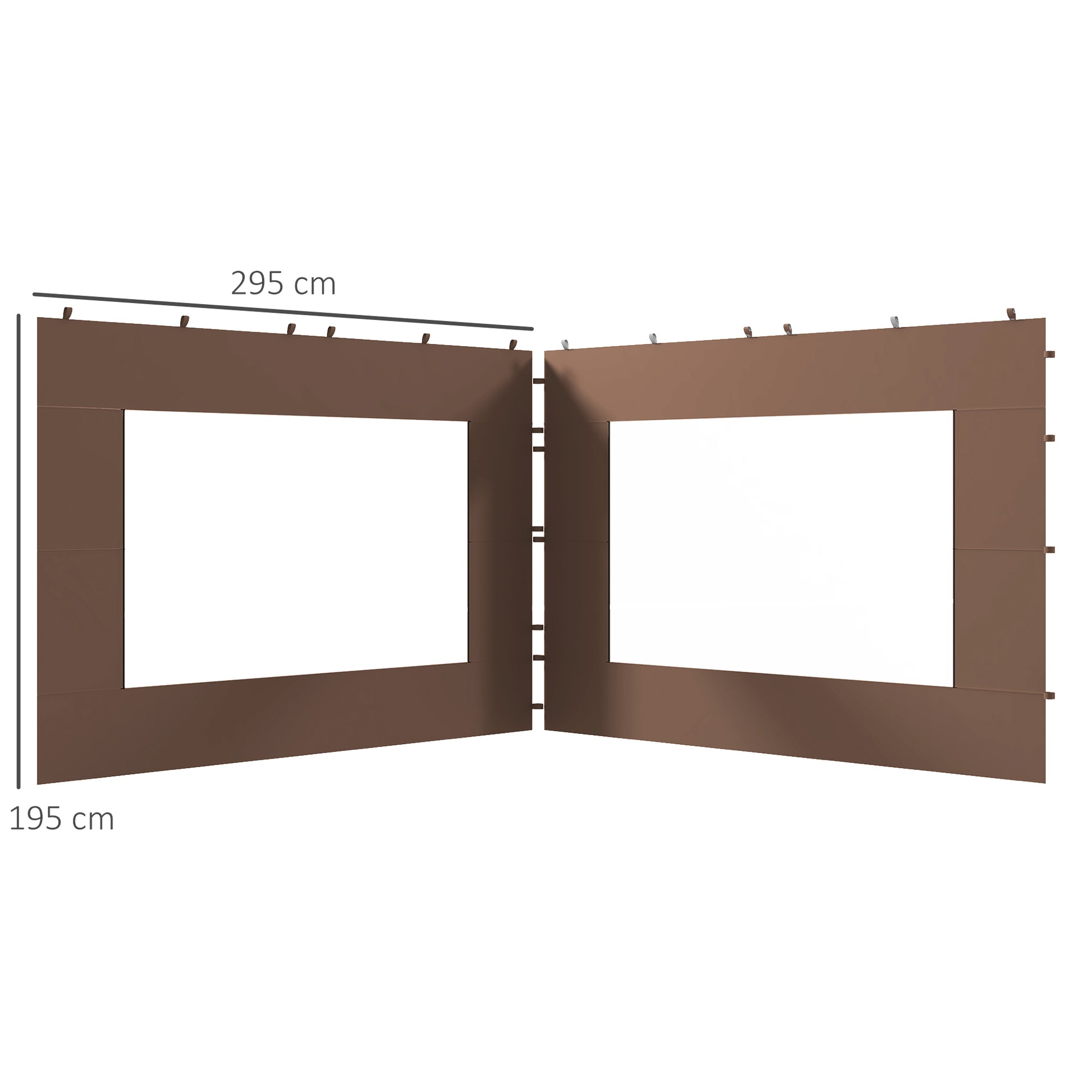 Outsunny Paredes Laterales para Carpa de 4 Paneles 295x195 cm Paredes Laterales de Repuesto de Tela Oxford con Ventana para Carpas de 6x3 m 3x3 m Marrón