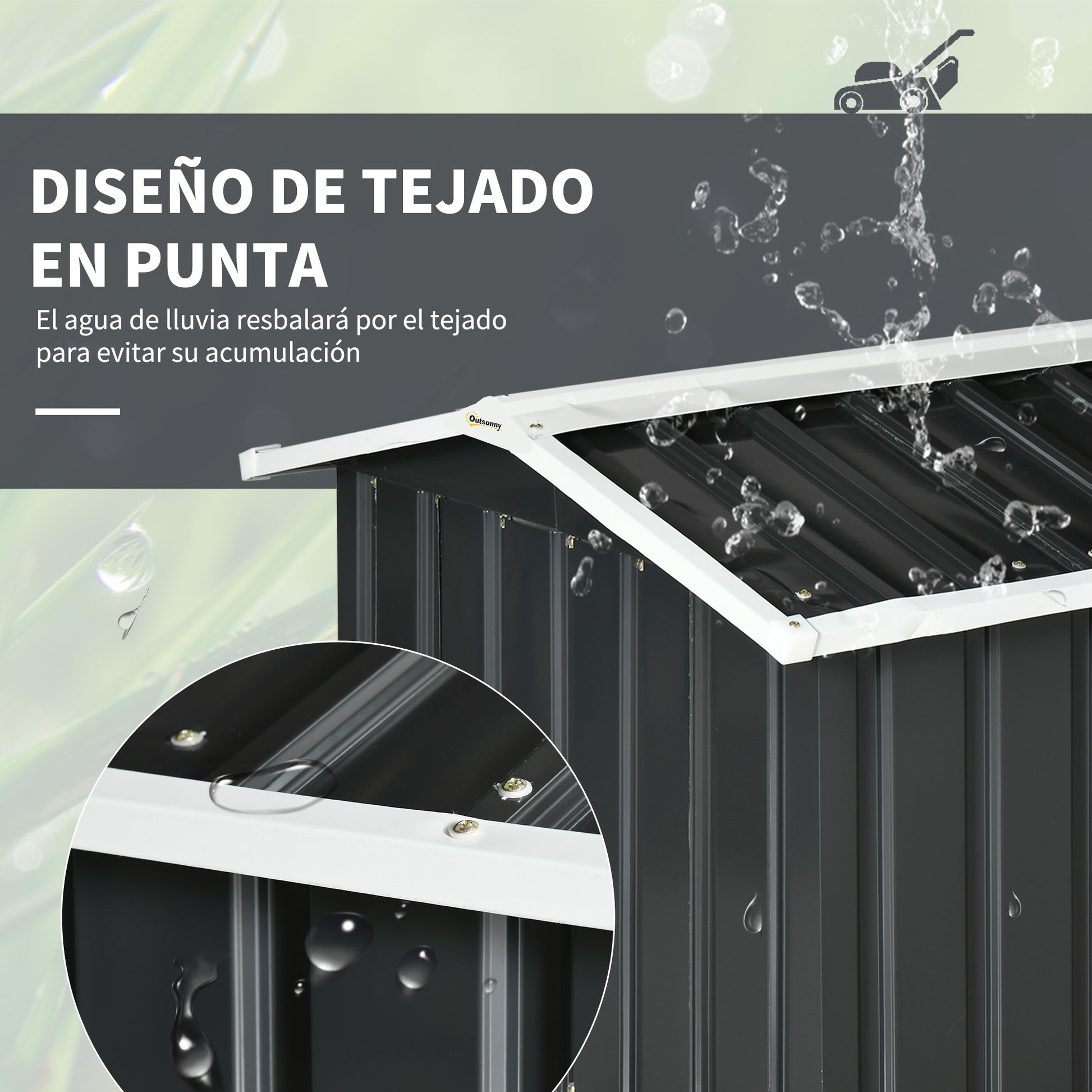 Outsunny Garaje para Robot Cortacésped de Acero Galvanizado con Techo Dos Aguas, Caseta para Robot Cortacésped, 87x103x66 cm, para Jardín, Exterior, Césped, Gris Oscuro