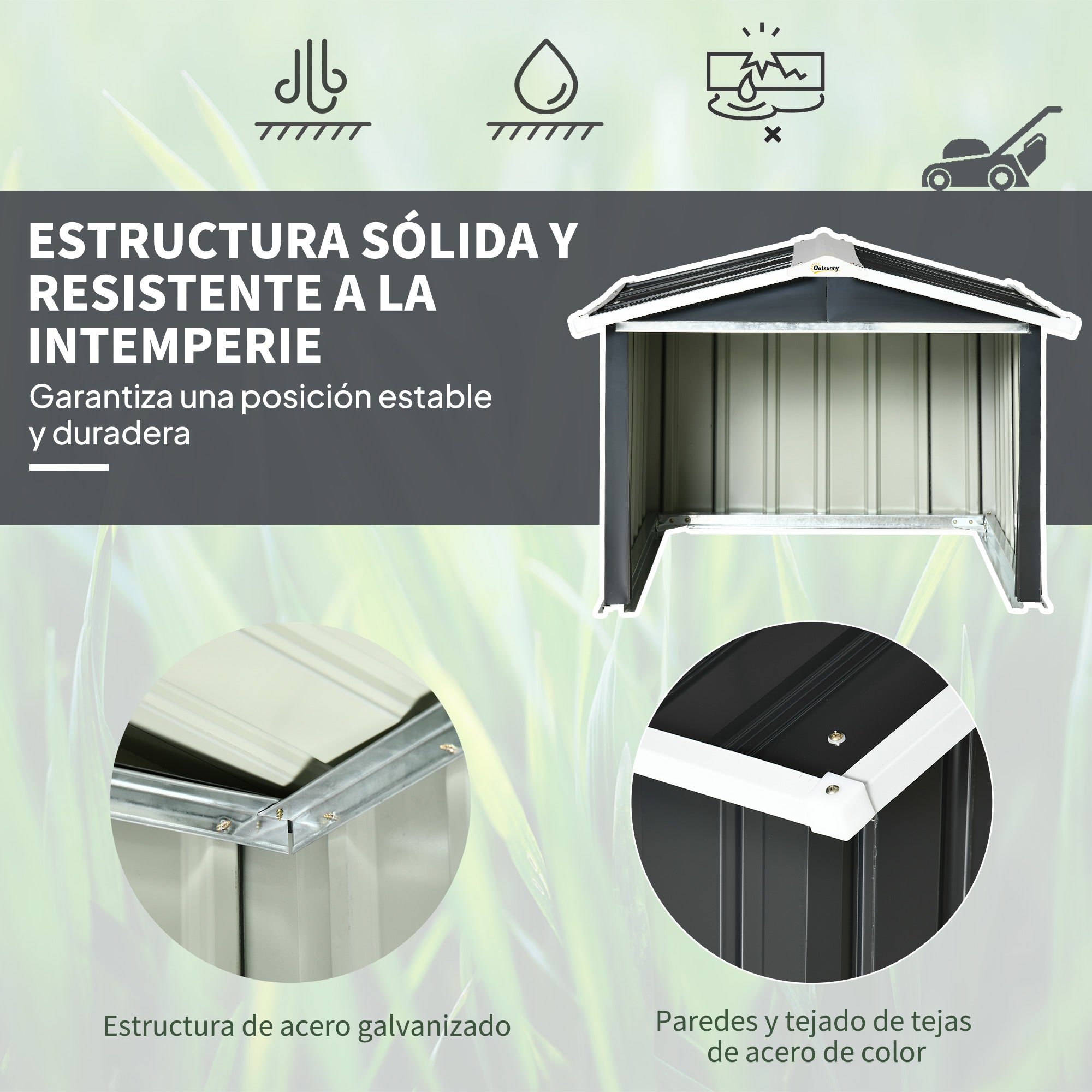 Outsunny Garaje para Robot Cortacésped de Acero Galvanizado con Techo Dos Aguas, Caseta para Robot Cortacésped, 87x103x66 cm, para Jardín, Exterior, Césped, Gris Oscuro
