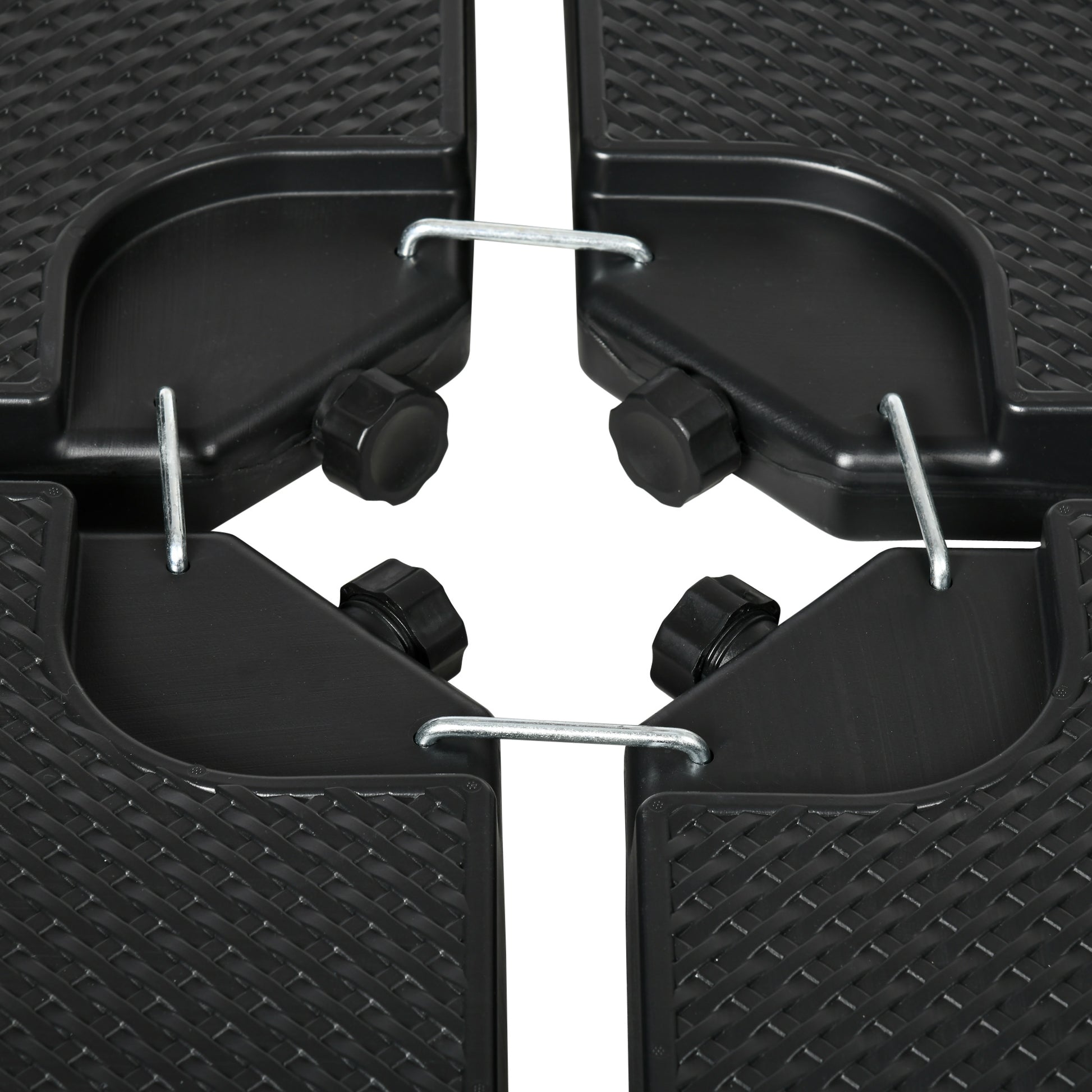 Outsunny Base para Sombrilla de 4 Piezas, Soporte para Parasol de HDPE Rellenable con Agua 59 kg o Arena 80 kg, para Jardín, Patio, Terraza, Negro