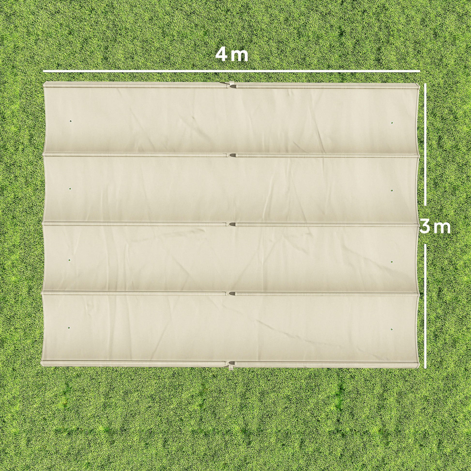 Outsunny Techo de Pérgola 4 x 3,5 m, Techo de Repuesto Retráctil para Marco de Pérgola de 4x3 m, UV30+, Toldo de Tela Solo para Cenador Jardín con 8 Orificios de Drenaje, Blanco Crema