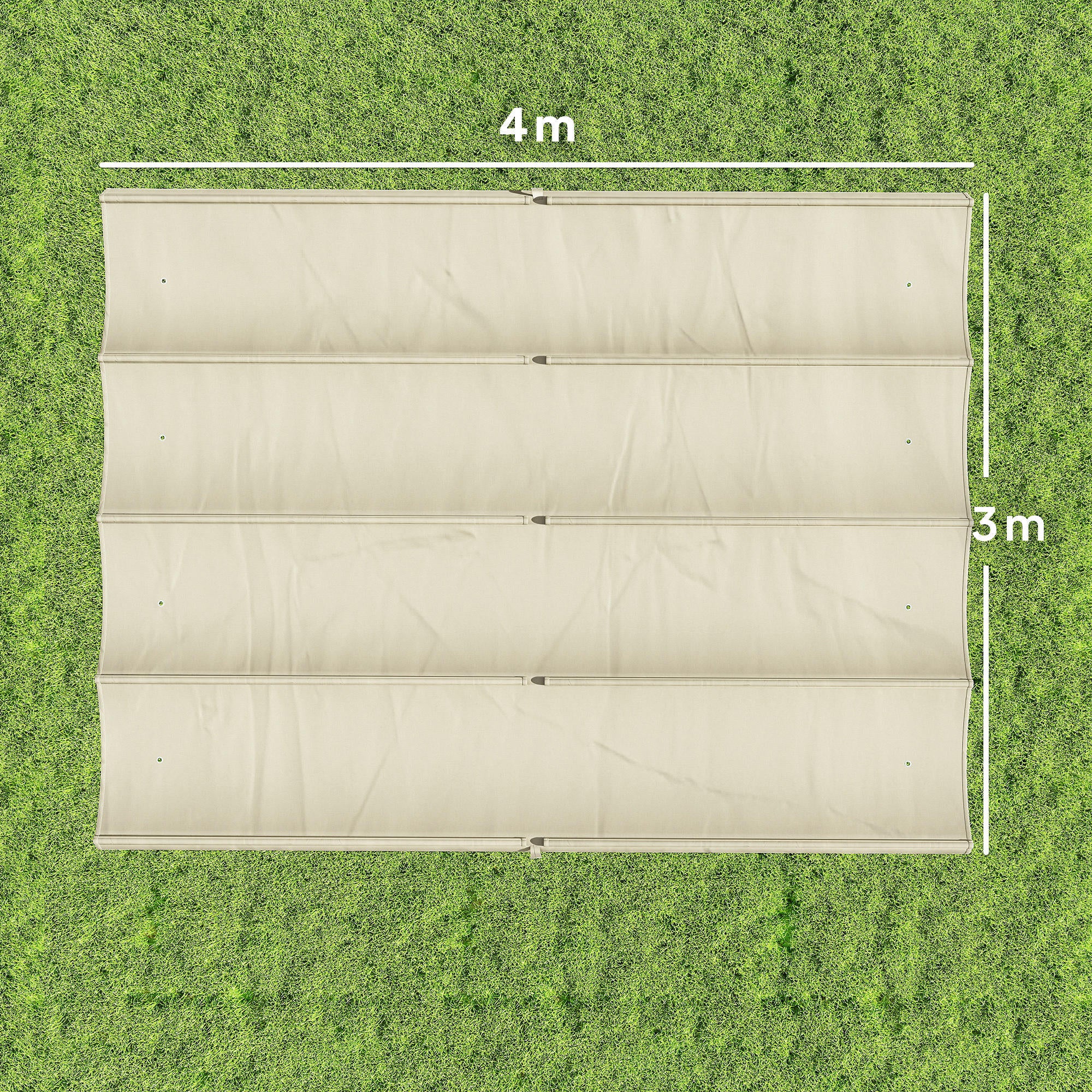 Outsunny Techo de Pérgola 4 x 3,5 m, Techo de Repuesto Retráctil para Marco de Pérgola de 4x3 m, UV30+, Toldo de Tela Solo para Cenador Jardín con 8 Orificios de Drenaje, Blanco Crema