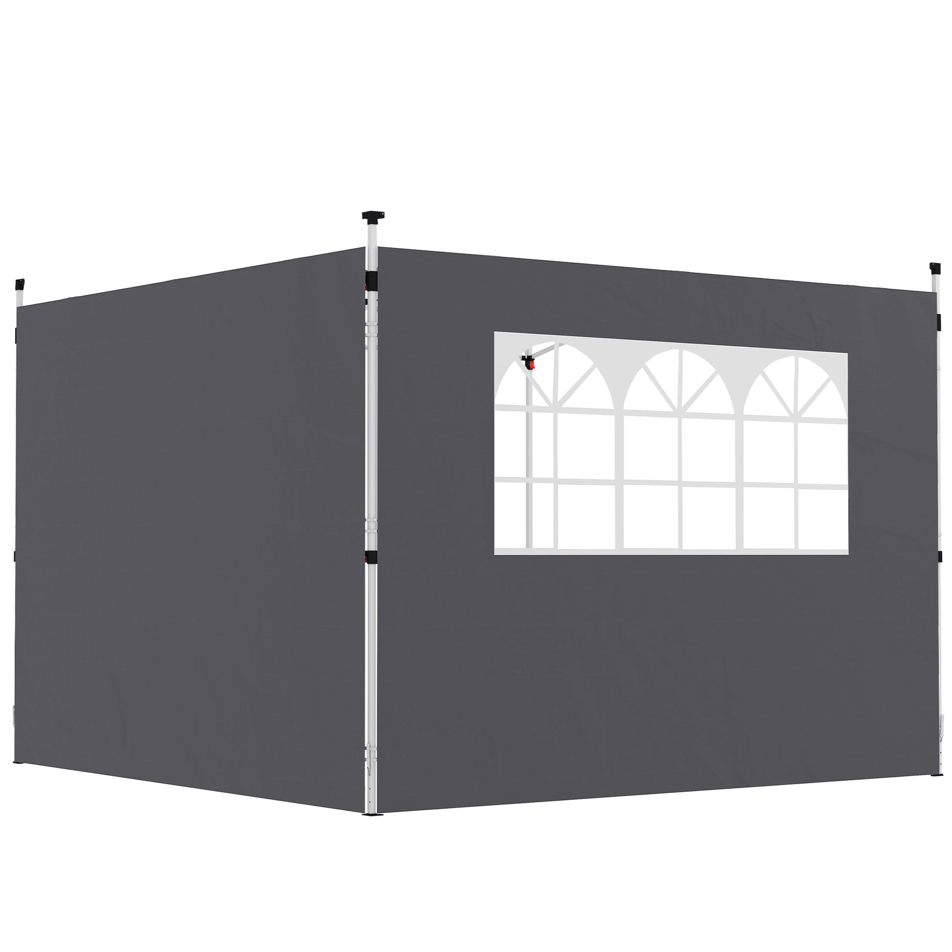 Outsunny 2 Paredes Laterales para Carpas de 3 x 3 m, 300x200 cm, Paredes Laterales de Repuesto para Cenador de Tela Oxford con Ventana, para Jardín, Exteriores, Fiestas, Gris Oscuro
