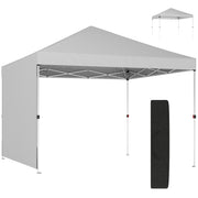 Outsunny Carpa Plegable 3x3 m, Pop-up, con Pared Lateral, Cenador de Jardín con Protección UPF50+, Empuje Central, Altura Ajustable, Bolsa de Transporte, Gazebo para Camping, Exterior, Blanco