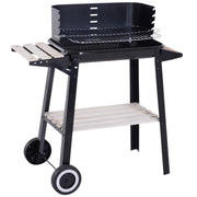 Outsunny Barbacoa de Carbón Vegetal Parrillas Asador BBQ de Picnic Altura de Parrillas Ajustables con Estantes y Ruedas Facil Mover para Jardín Exterior Acampada 83x37x87 cm