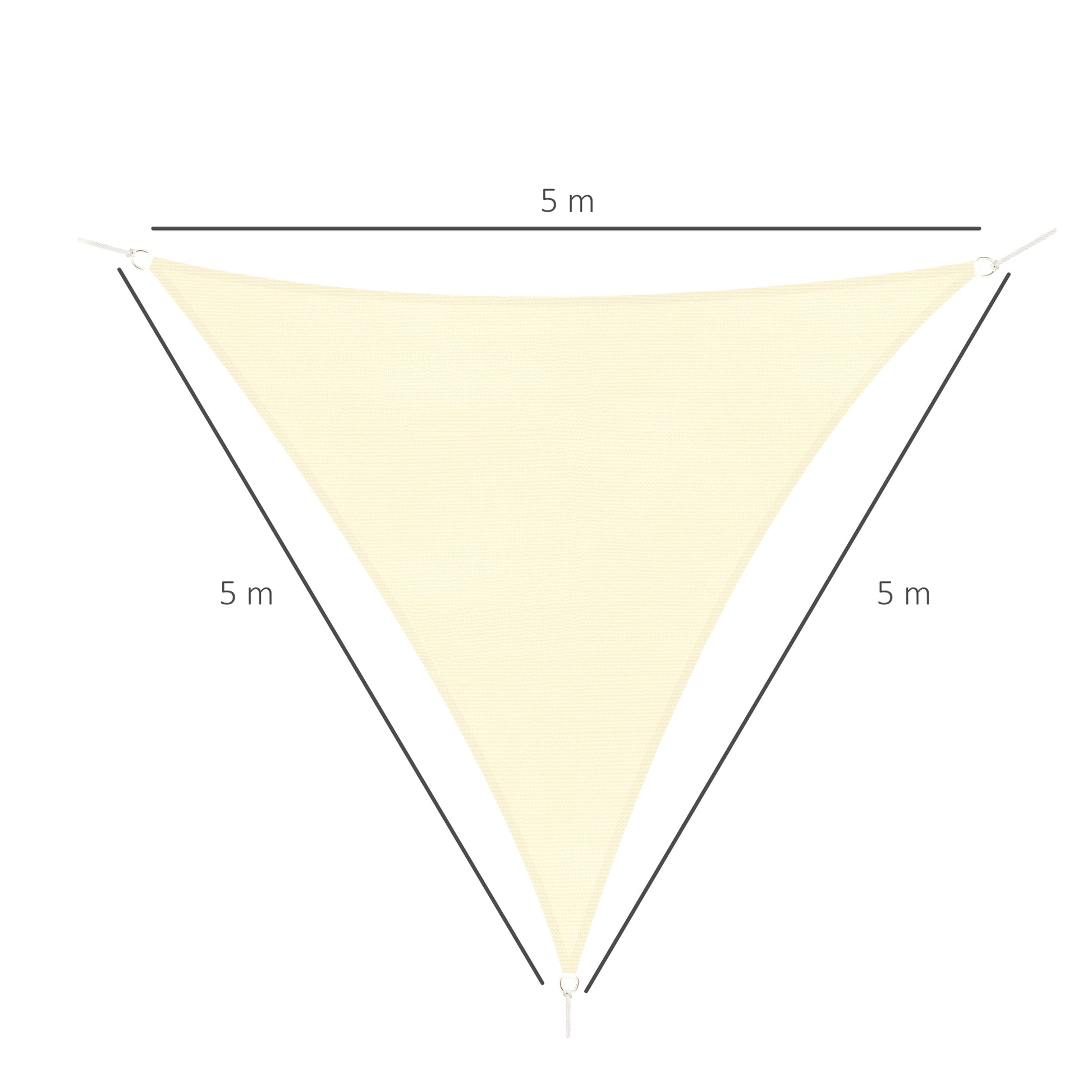 Outsunny - Toldo Vela Triangulo, Tamaño 5x5x5m, Color Crema