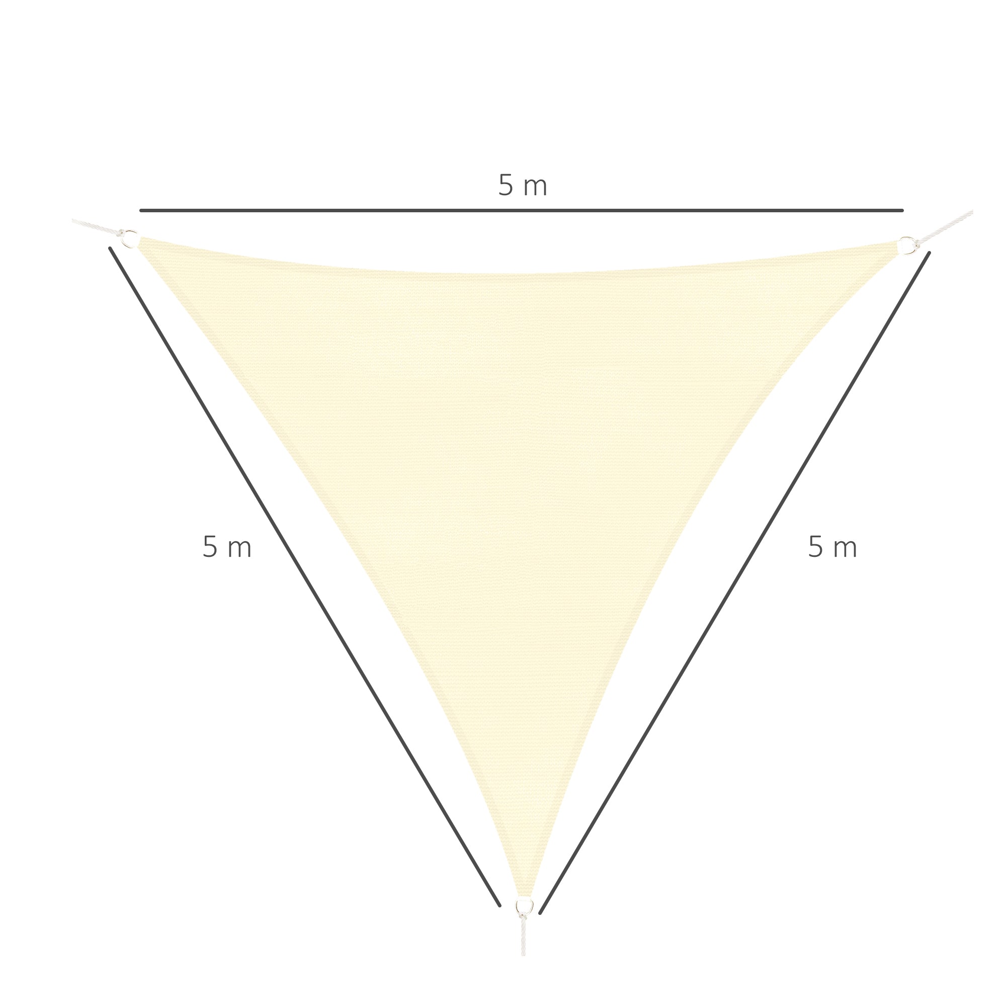 Outsunny - Toldo Vela Triangulo, Tamaño 5x5x5m, Color Crema