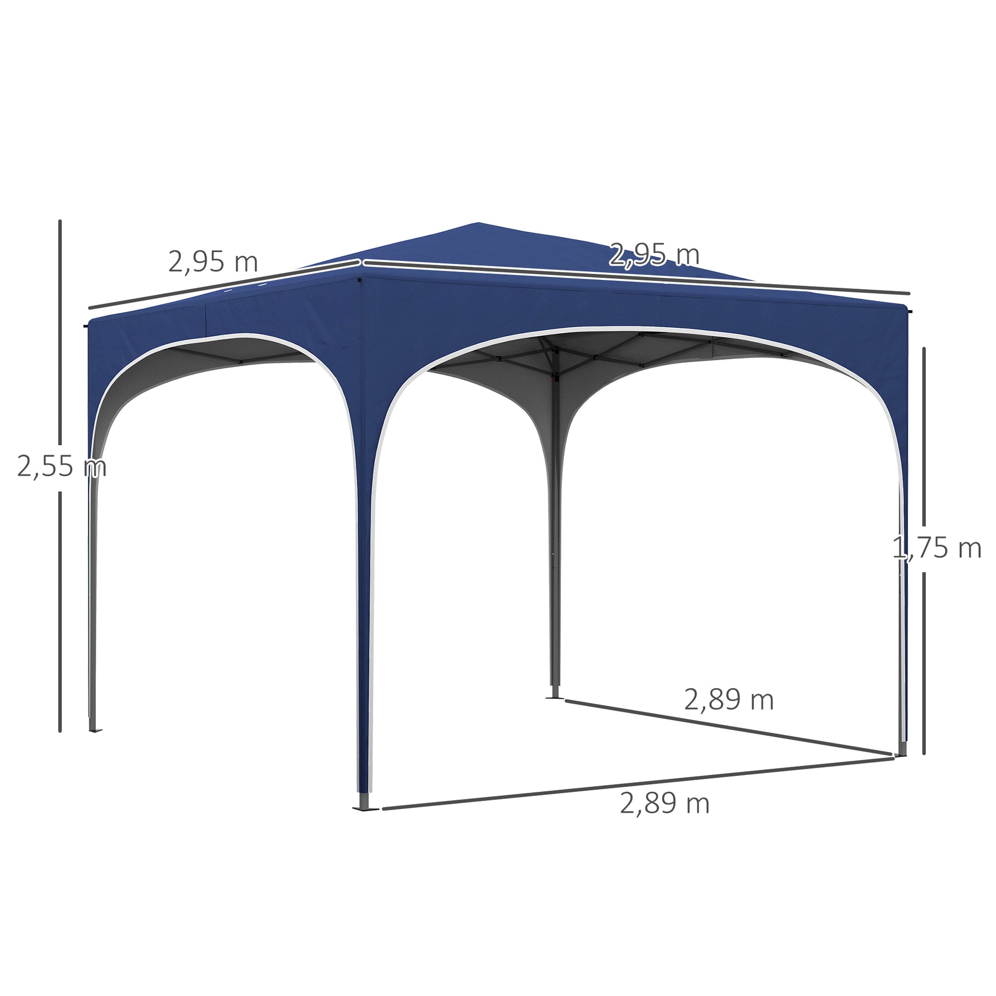 Outsunny Carpa Plegable 3x3 m Cenador de Jardín Altura Ajustable con Bolsa de Transporte Impermeable Anti-UV y Bolsas de Arena Gazebo para Exteriores Jardín Patio Azul Oscuro