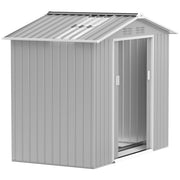 Outsunny Cobertizo de Jardín 2,42m² con Base de Refuerzo Sin Suelo 213x130x185 cm Caseta de Jardín Exterior con Puertas Correderas Claraboya 4 Ventanas para Almacenamiento de Herramientas Gris Plata