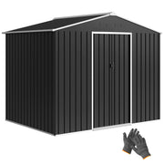 Outsunny Caseta de Jardín Exterior 3,6 m², 236x171x191 cm, Cobertizo de Jardín Exterior Metálico con Puertas Correderas y Ranuras de Ventilación, para Almacenamiento de Herramientas, Gris Oscuro