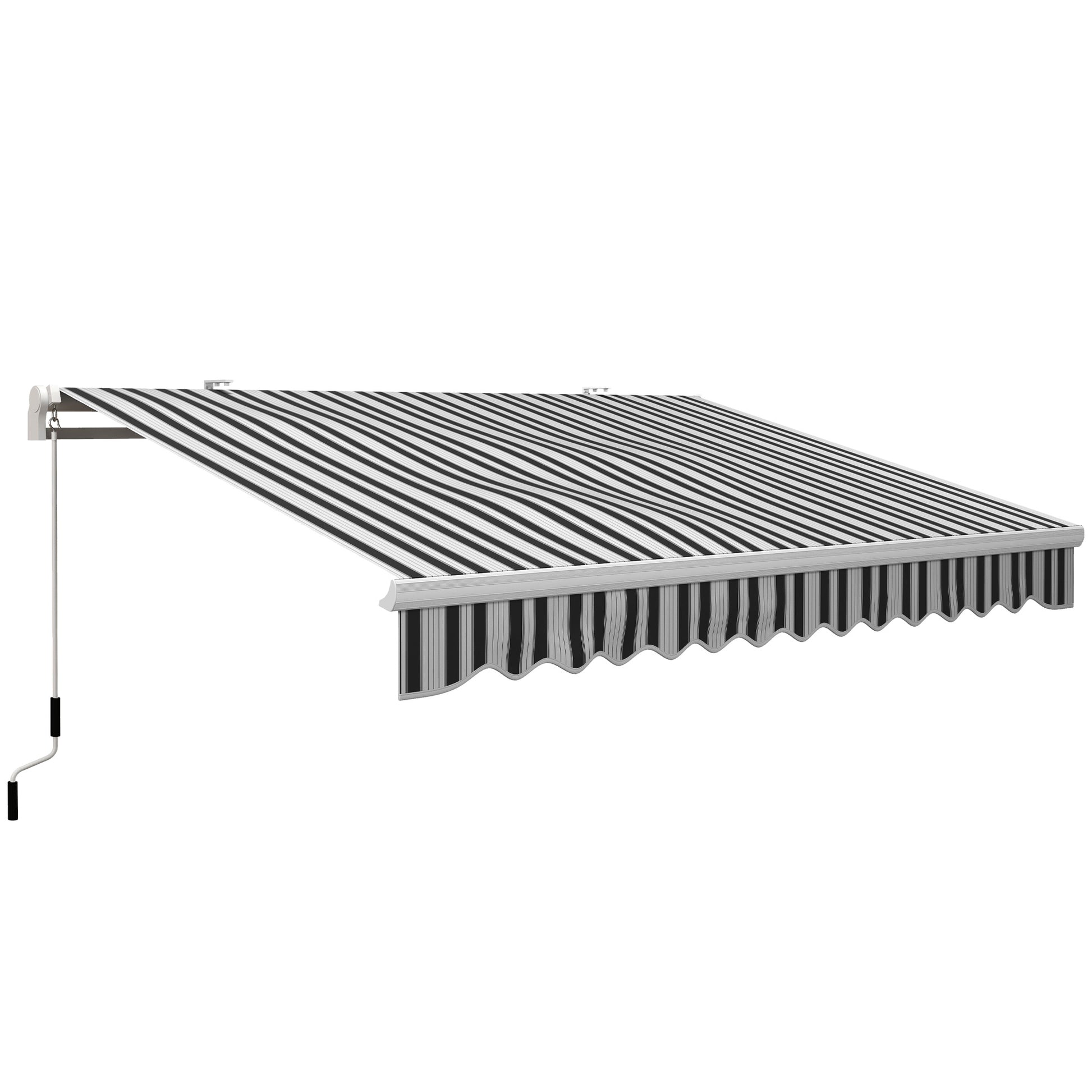 Outsunny Toldo Manual Retráctil 395x245 cm, Toldo Exterior Terraza con Ángulo Ajustable, Brazo Articulado, Montaje a Pared, Estructura de Aluminio, Anti-UV e Impermeable, para Jardín, Azul y Blanco