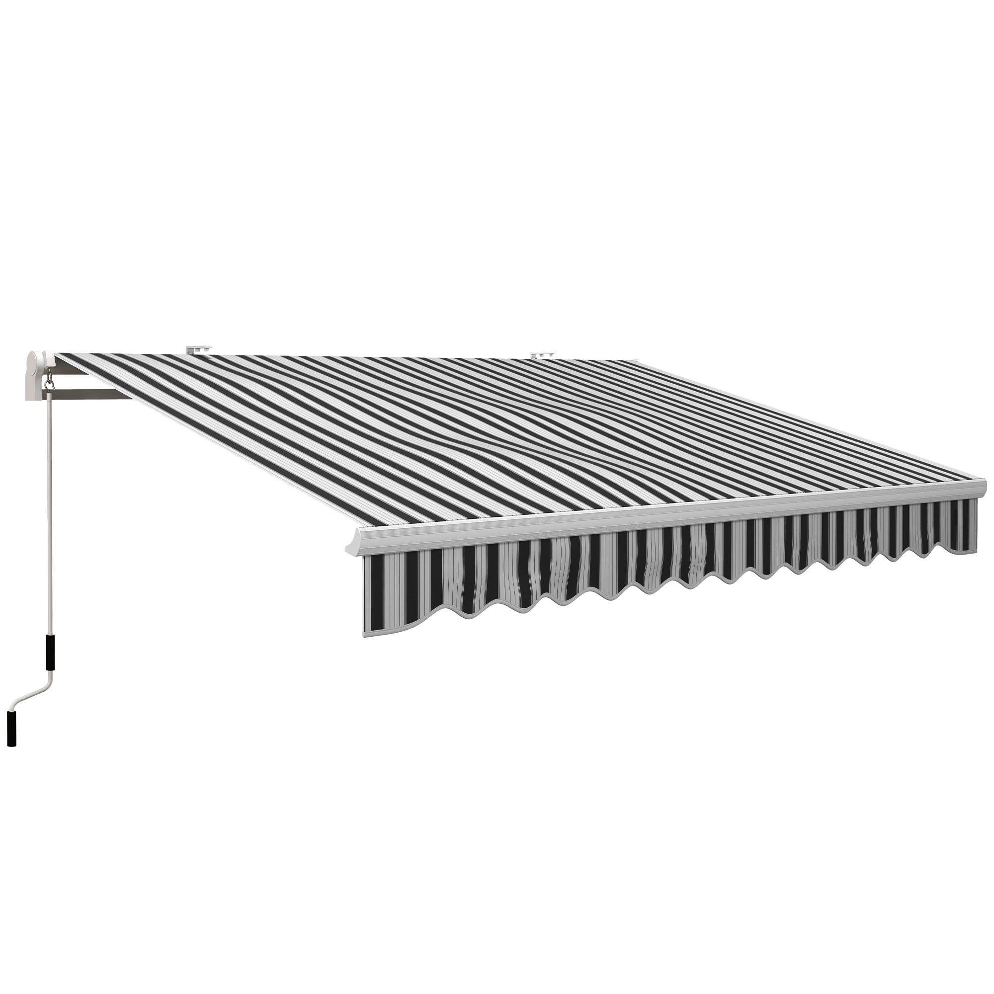 Outsunny Toldo Manual Retráctil 395x245 cm, Toldo Exterior Terraza con Ángulo Ajustable, Brazo Articulado, Montaje a Pared, Estructura de Aluminio, Anti-UV e Impermeable, para Jardín, Azul y Blanco