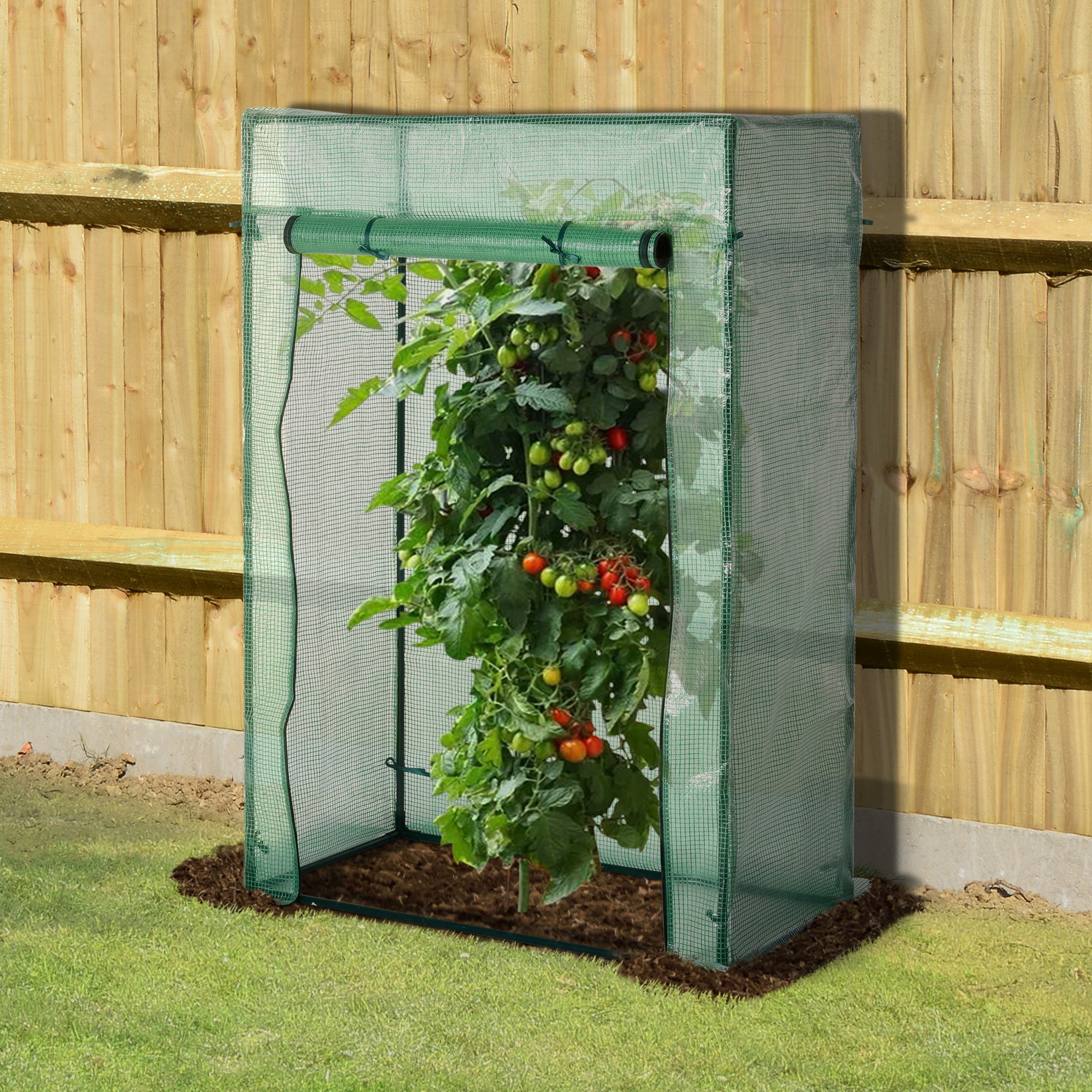 Outsunny Invernadero con Puerta Enrollable y Estructura de Acero Invernadero de Jardín Terraza Patio para Cultivo de Plantas 100x50x150 cm Verde