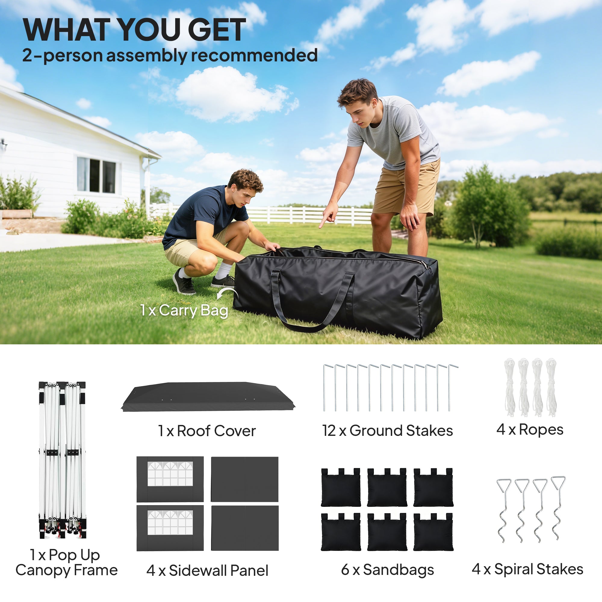 Outsunny Carpa Plegable 6x3 m, Pop-up, con 4 Laterales Extraíbles, Cenador de Jardín con Tiras Reflectantes, Altura Ajustable, Sistema Central de Bloqueo, UPF50+, Impermeable, Bolsa Transporte, Gris