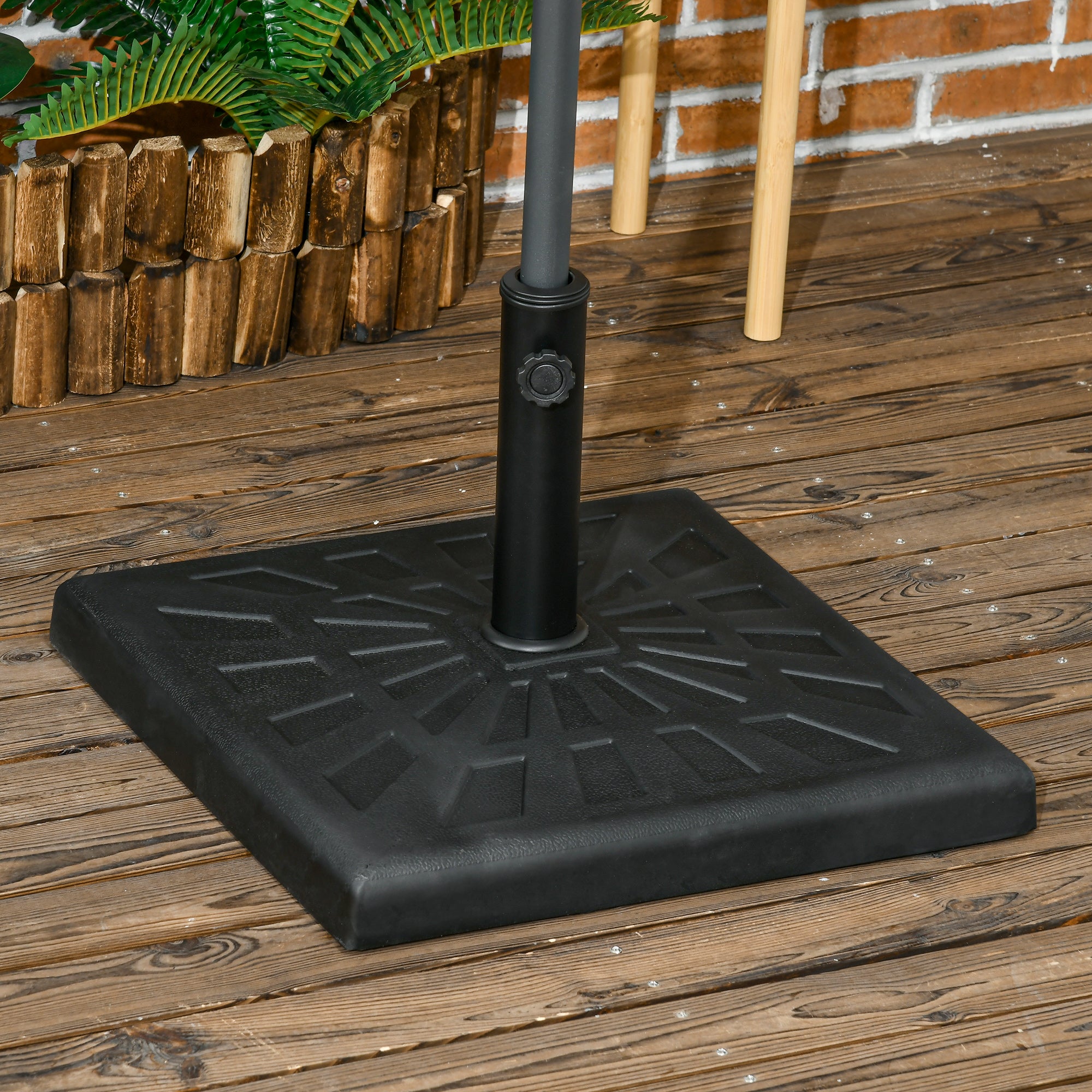 Outsunny Base de Sombrilla de Resina 19 kg Soporte para Parasol Pie de Parasol para Mástil de Ø32/38/48 mm para Jardín Terraza Patio 51x51x32 cm Negro