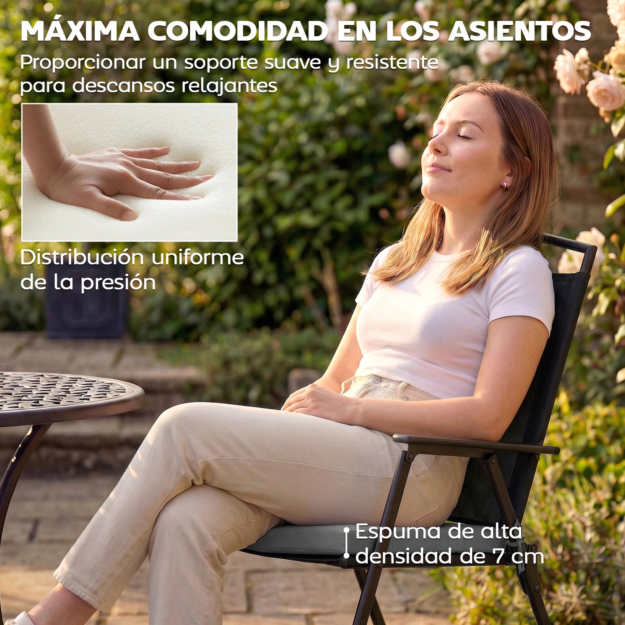 Outsunny Juego de Cojines para Sillas de Comedor, 46x42x7 cm, 6 Piezas, Cojines para Sillas de Jardín con Funda Lavable y Lazos, Impermeable y Anti-UV, Gris Oscuro