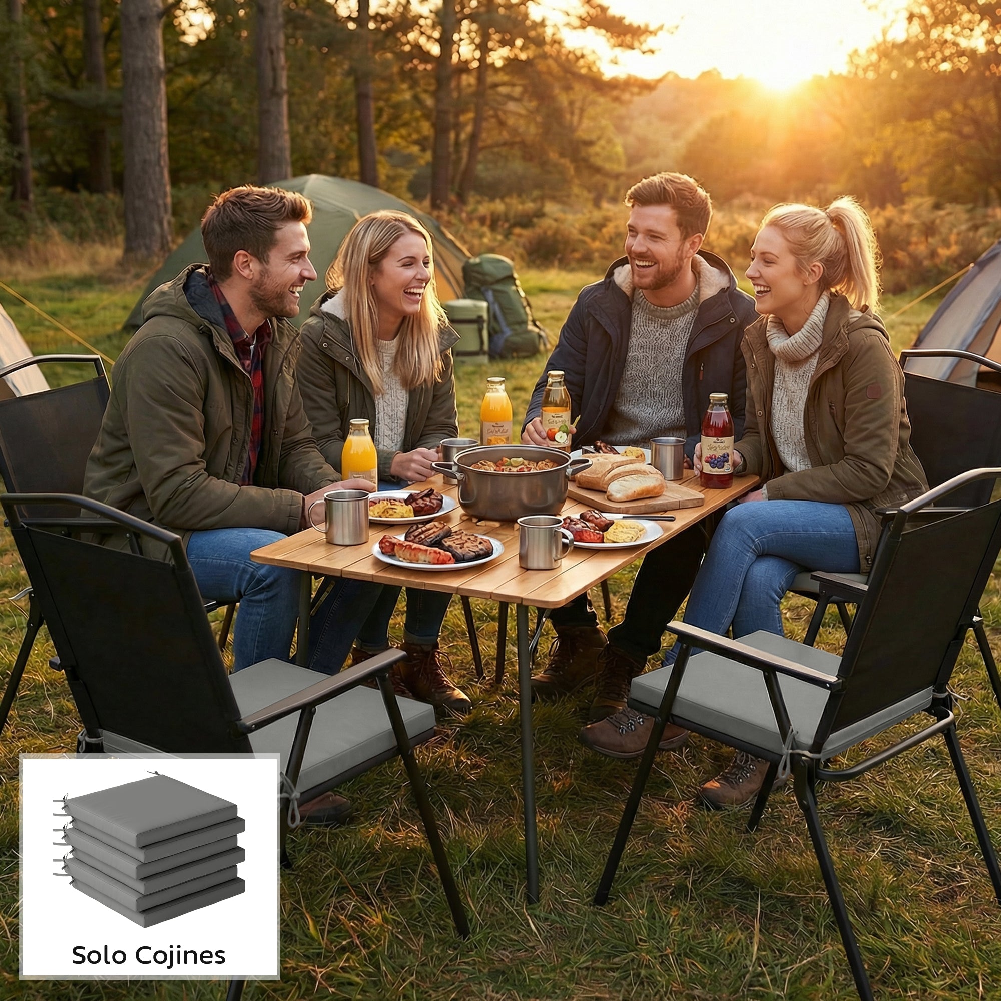 Outsunny Juego de Cojines para Sillas de Comedor, 46x42x7 cm, 6 Piezas, Cojines para Sillas de Jardín con Funda Lavable y Lazos, Impermeable y Anti-UV, Gris Oscuro