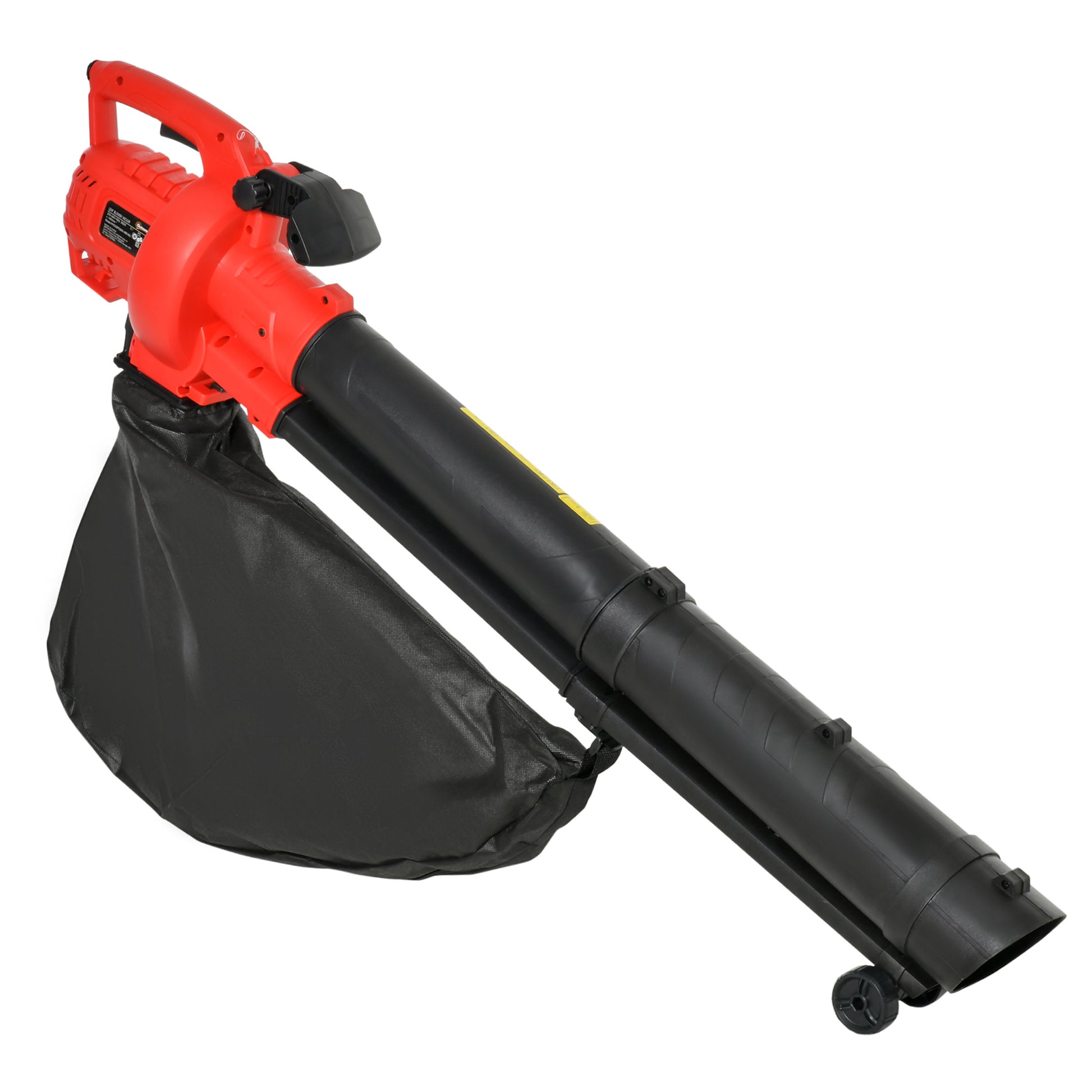 Outsunny 3 en 1 Aspirador Soplador y Triturador de Hojas Eléctrico Potencia 3000W Velocidad de 270 km/h con Bolsa Colectora 45L y 2 Ruedas 118x17x34 cm Negro