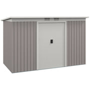 Outsunny Caseta de Jardín Exterior 3,2 m² 280x130x172 cm Cobertizo de Jardín Exterior con Puerta Corredera Techo Inclinado Base Refuerzo (Suelo NO Incluido) y 2 Ventanas Gris Claro