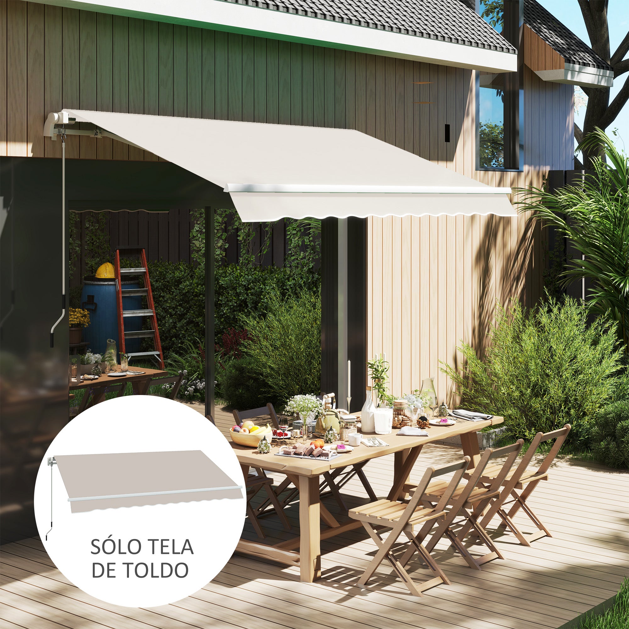 Outsunny Techo de Repuesto para Toldo 2,8x2,5 m Toldo de Lona con Protección UV 50+ Impermeable Tela de Repuesto para Patio Terraza Jardín Crema