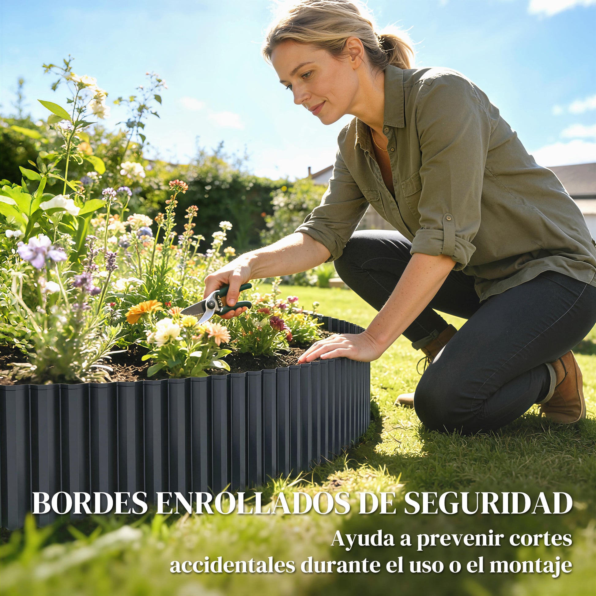 Outsunny Valla de Jardín Metálica, 650x20 cm, Valla de Jardín Exterior de Acero Galvanizado Corrugado Resistente, Fácil de Instalar, para Huerto, Patio, Terraza, Césped, Gris Oscuro
